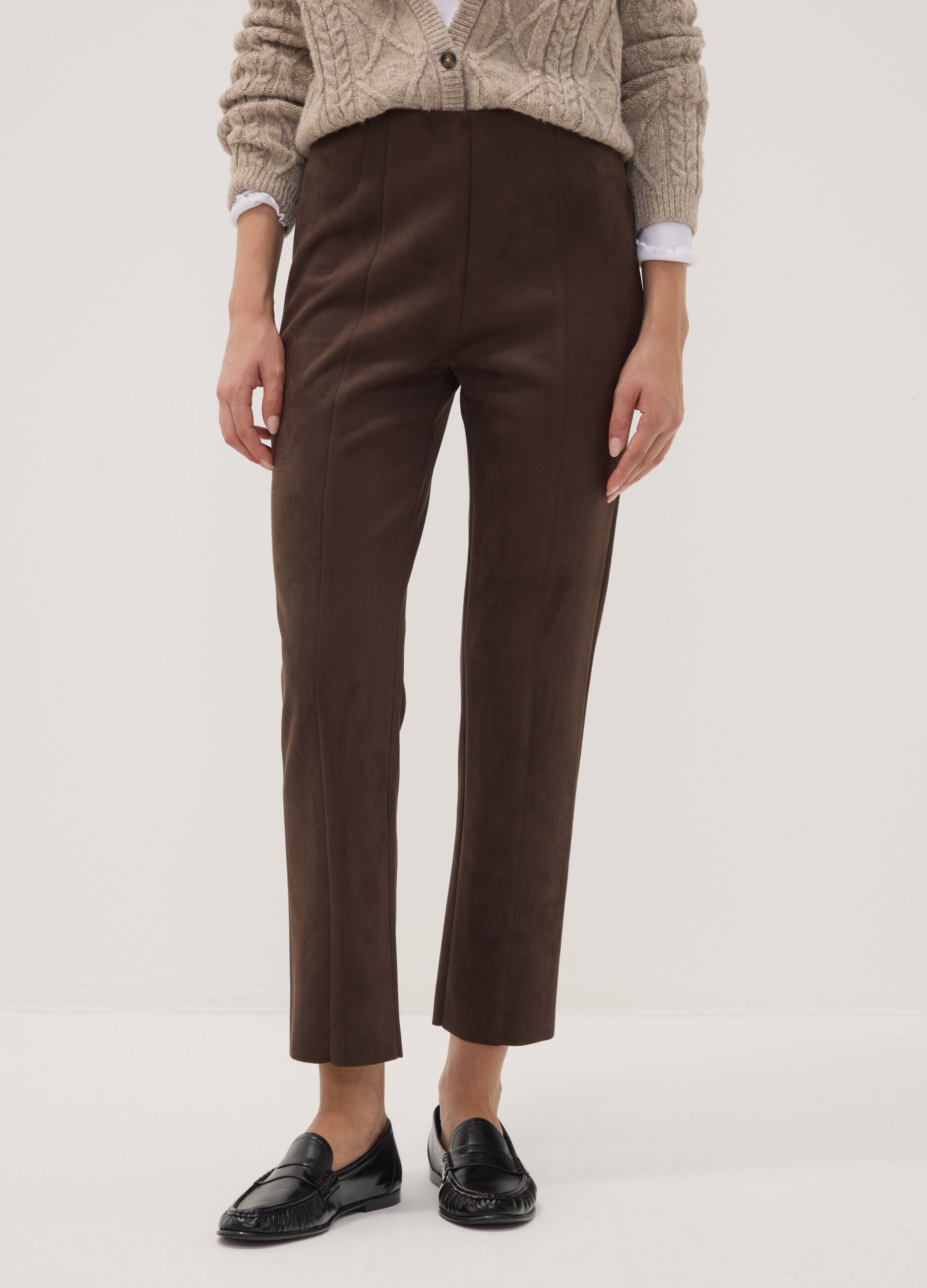 Brown slim-fit stretch leggings