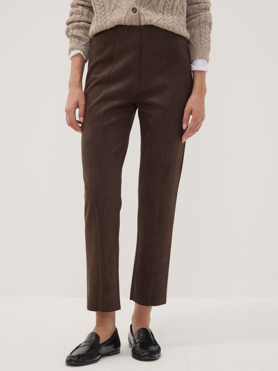 Brown slim-fit stretch leggings_1