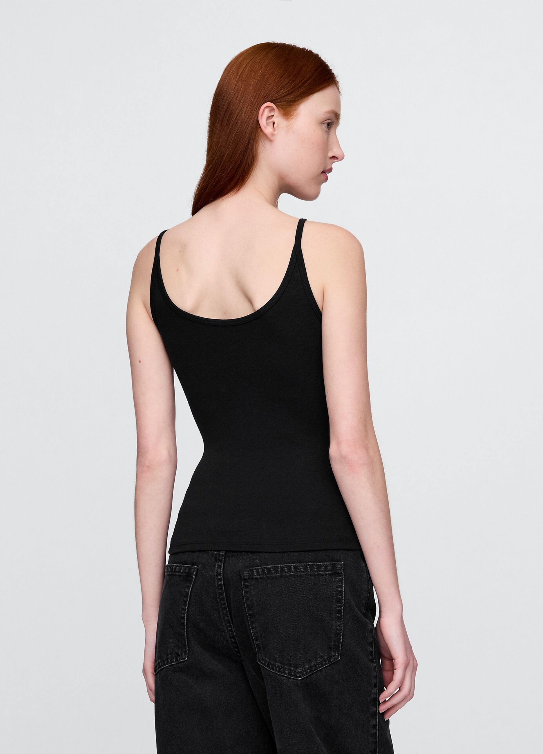 Stretch Black Top with Thin Straps