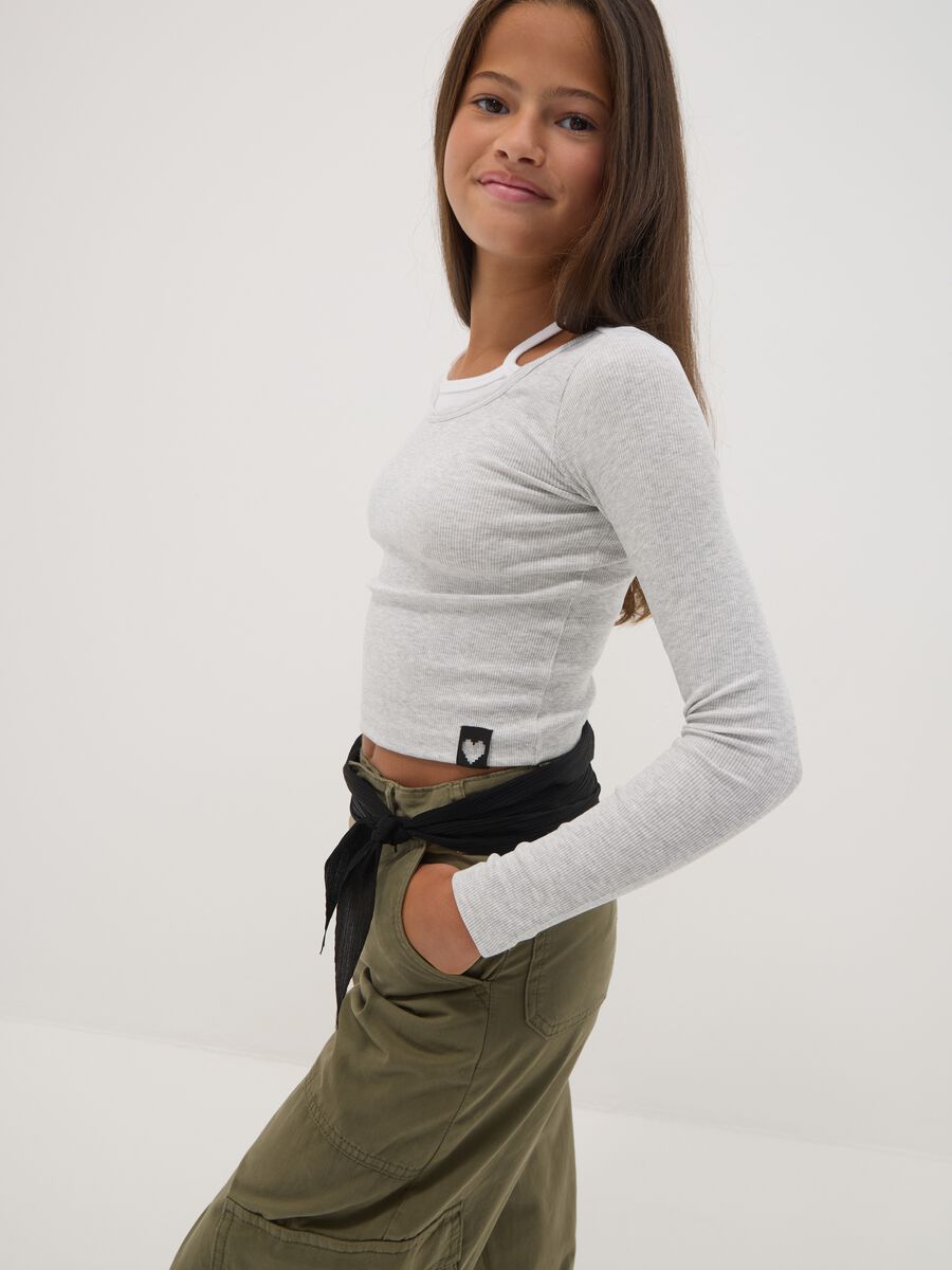 Grey stretch-cotton T-shirt with slim-fit straps_2