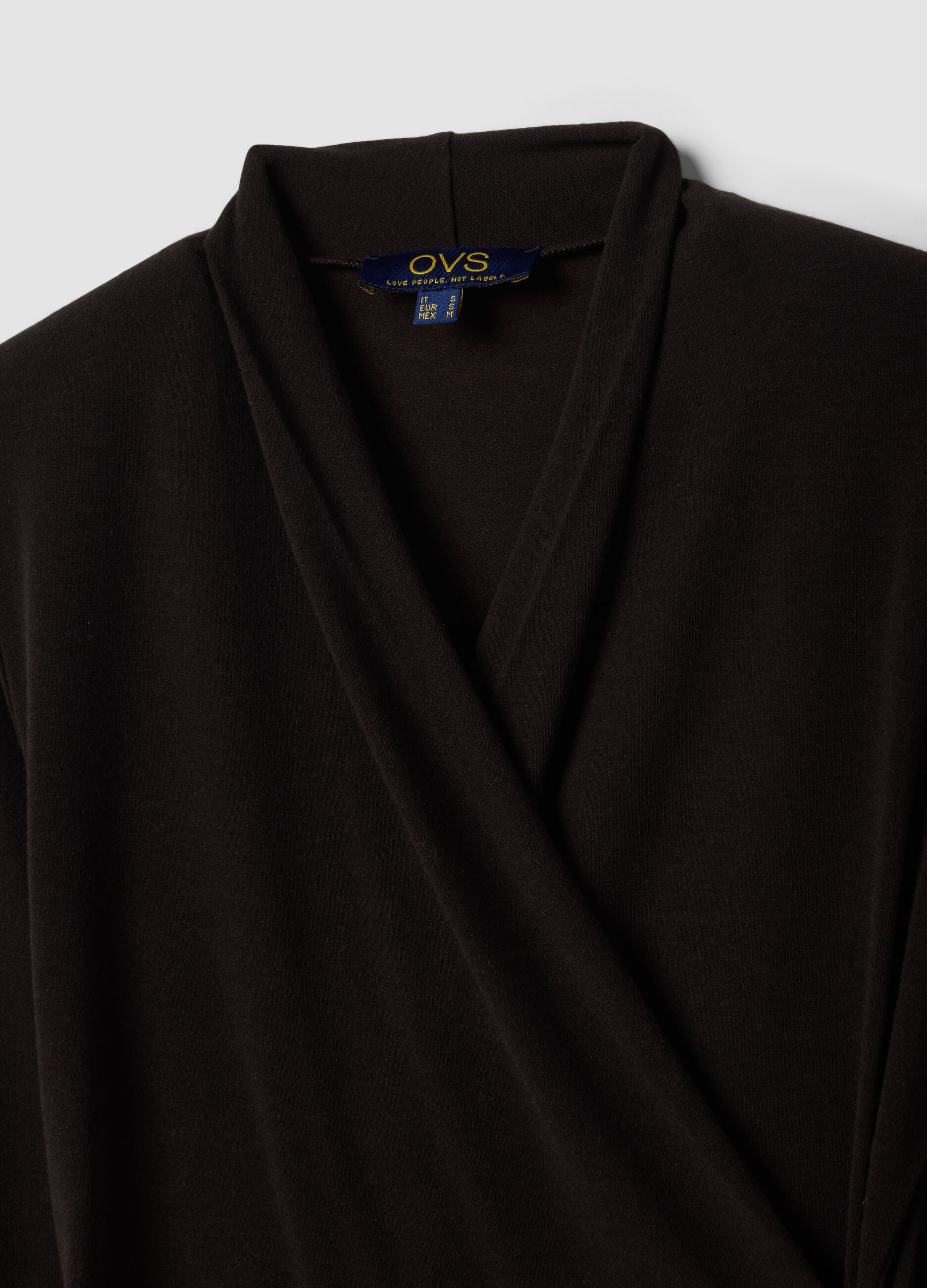 Brown stretch viscose, silk and wool crew-neck T-shirt, regular fit