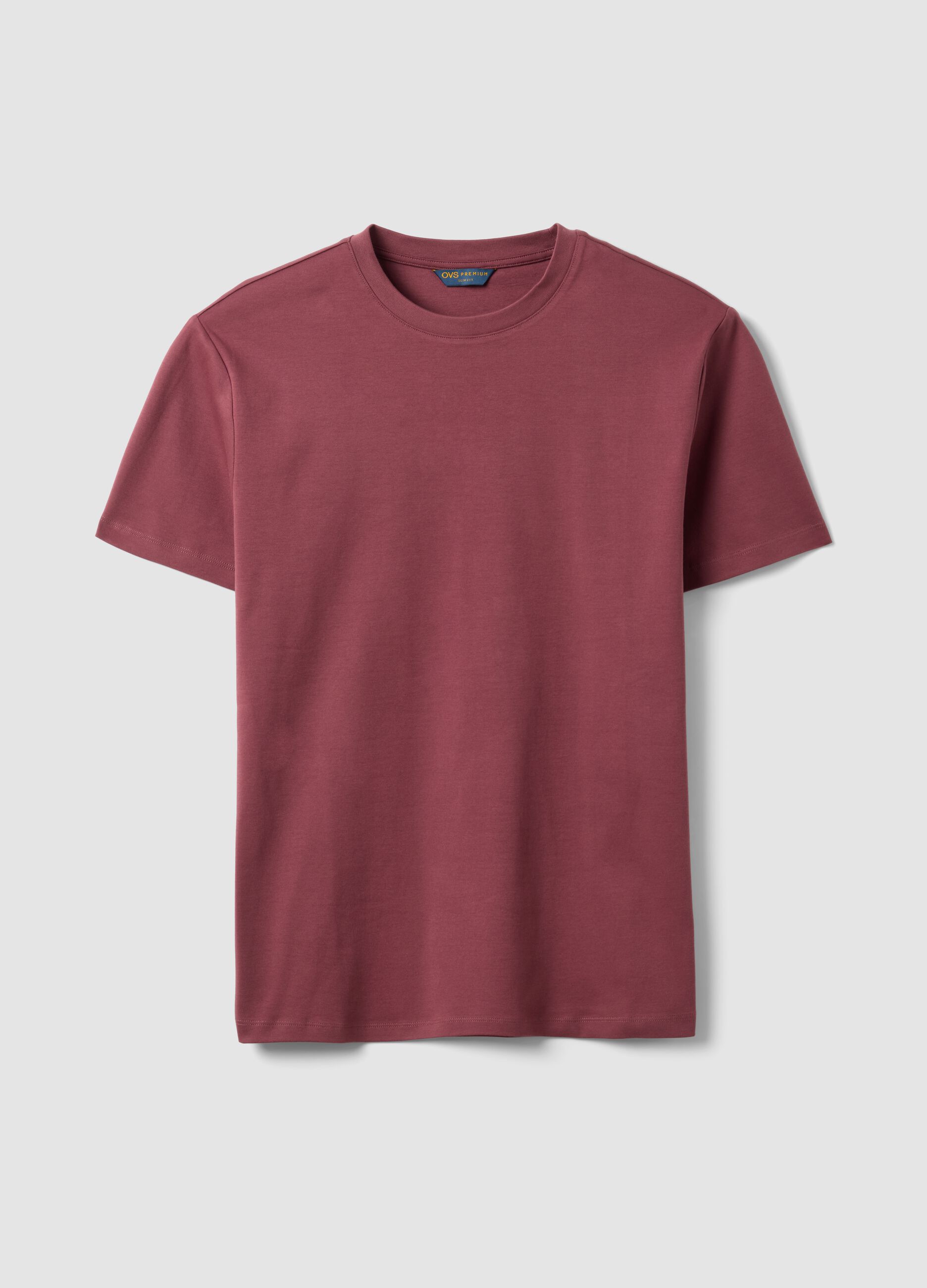 Red mercerised pure cotton slim-fit T-shirt