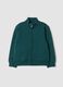 Green sweatshirt with collar in pure organic cotton_0