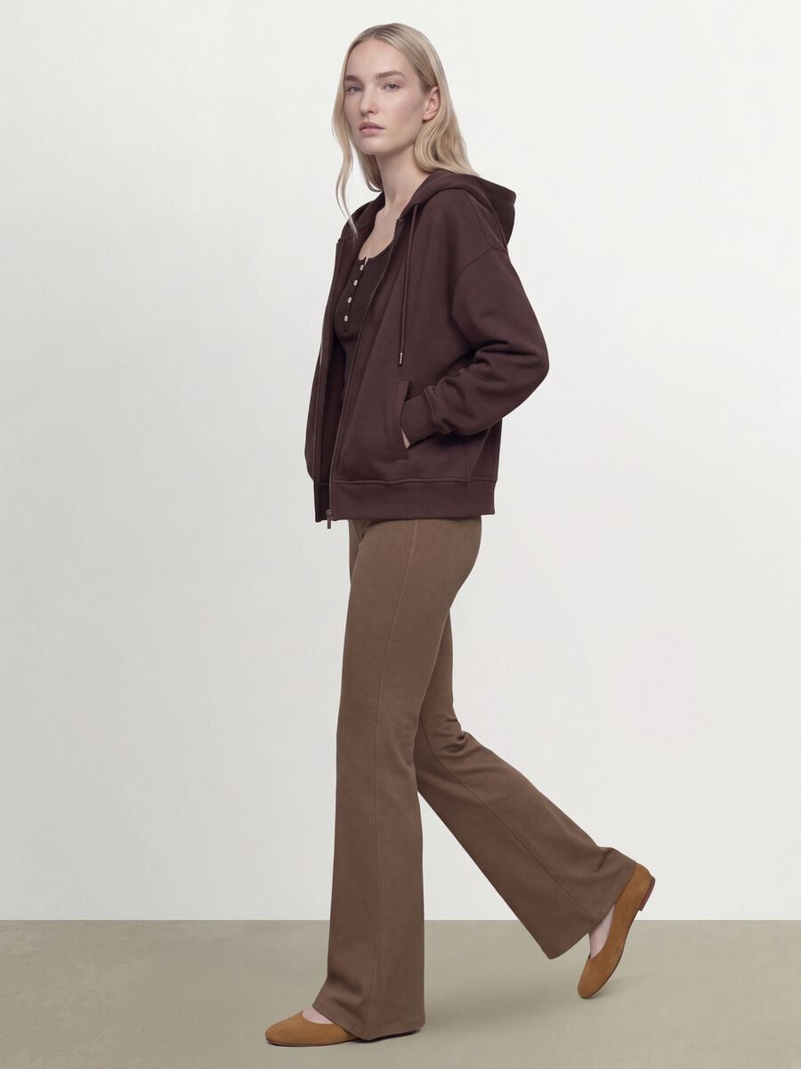 Brown flared viscose stretch jersey leggings_2