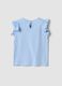 Sky-blue organic cotton tank top for baby girls with print and frills_1