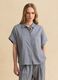 Camicia a righe bianche e blu a maniche corte regular fit con taschini_2