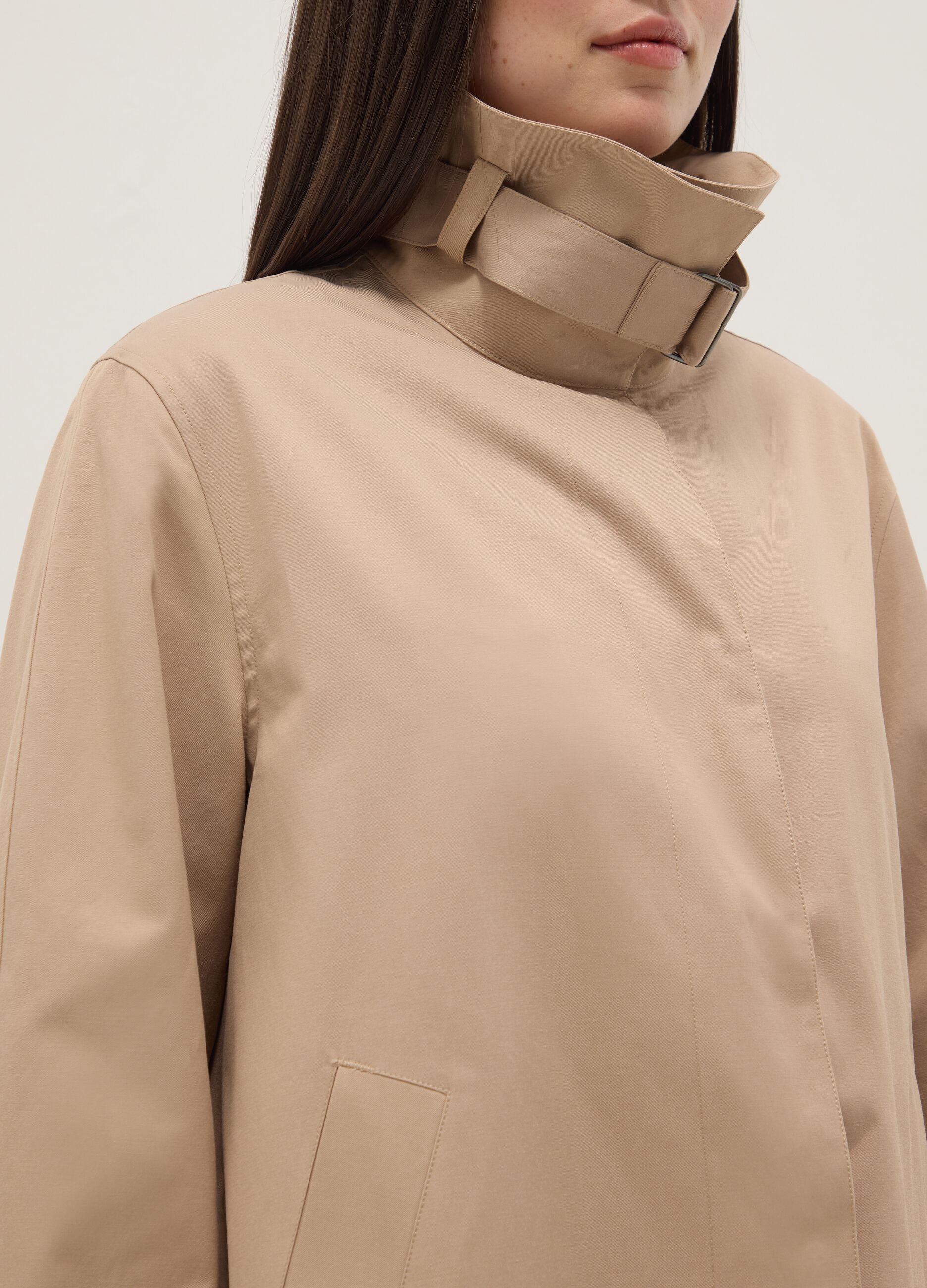 Beige Cotton Blend Oversize Fit Jacket