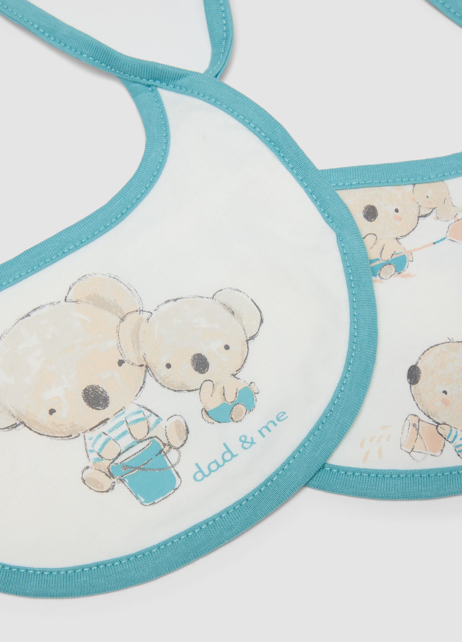 Twin pack of multicolour newborn bibs in pure cotton with ties