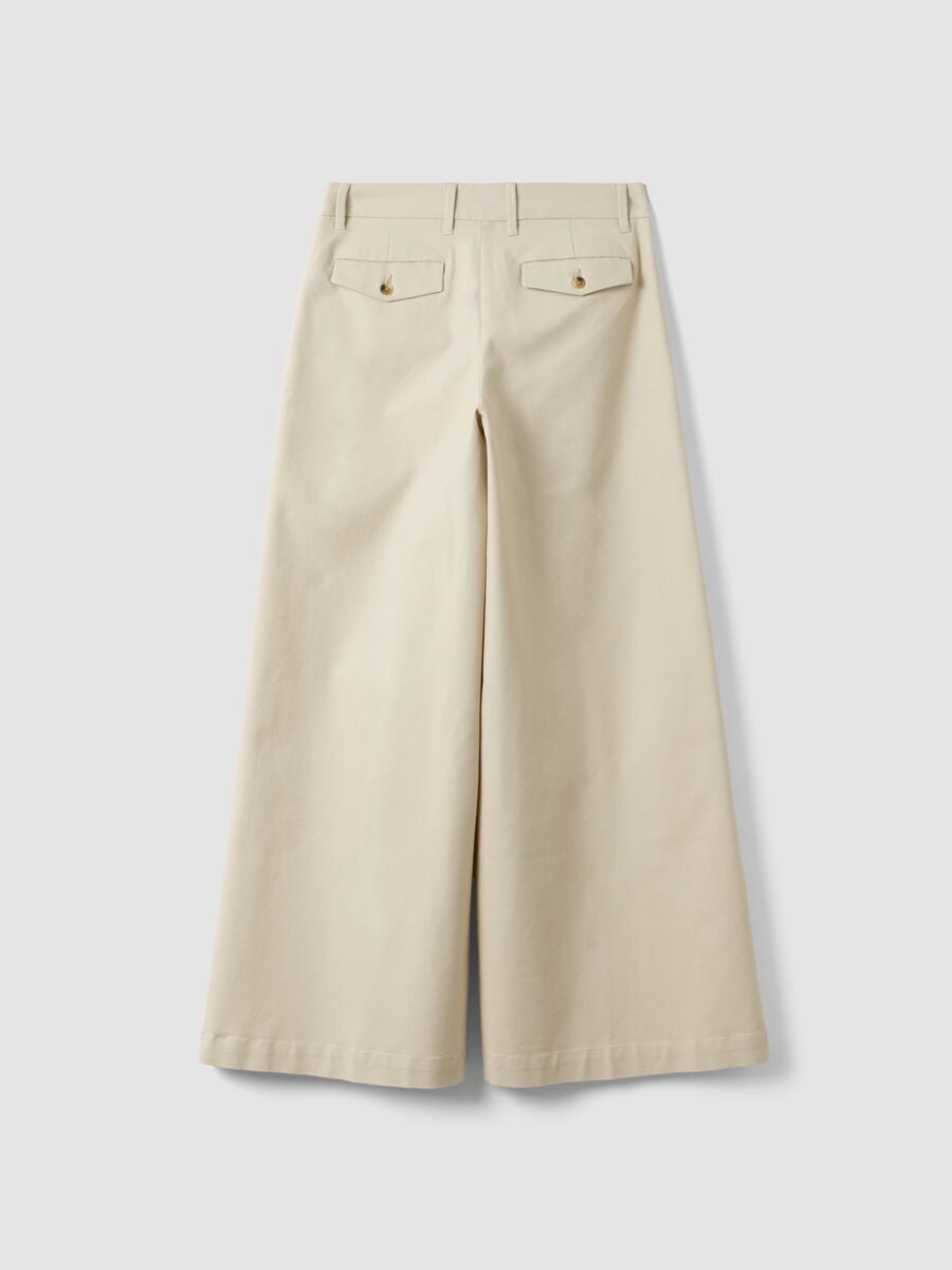 Beige flared stretch cotton trousers_6