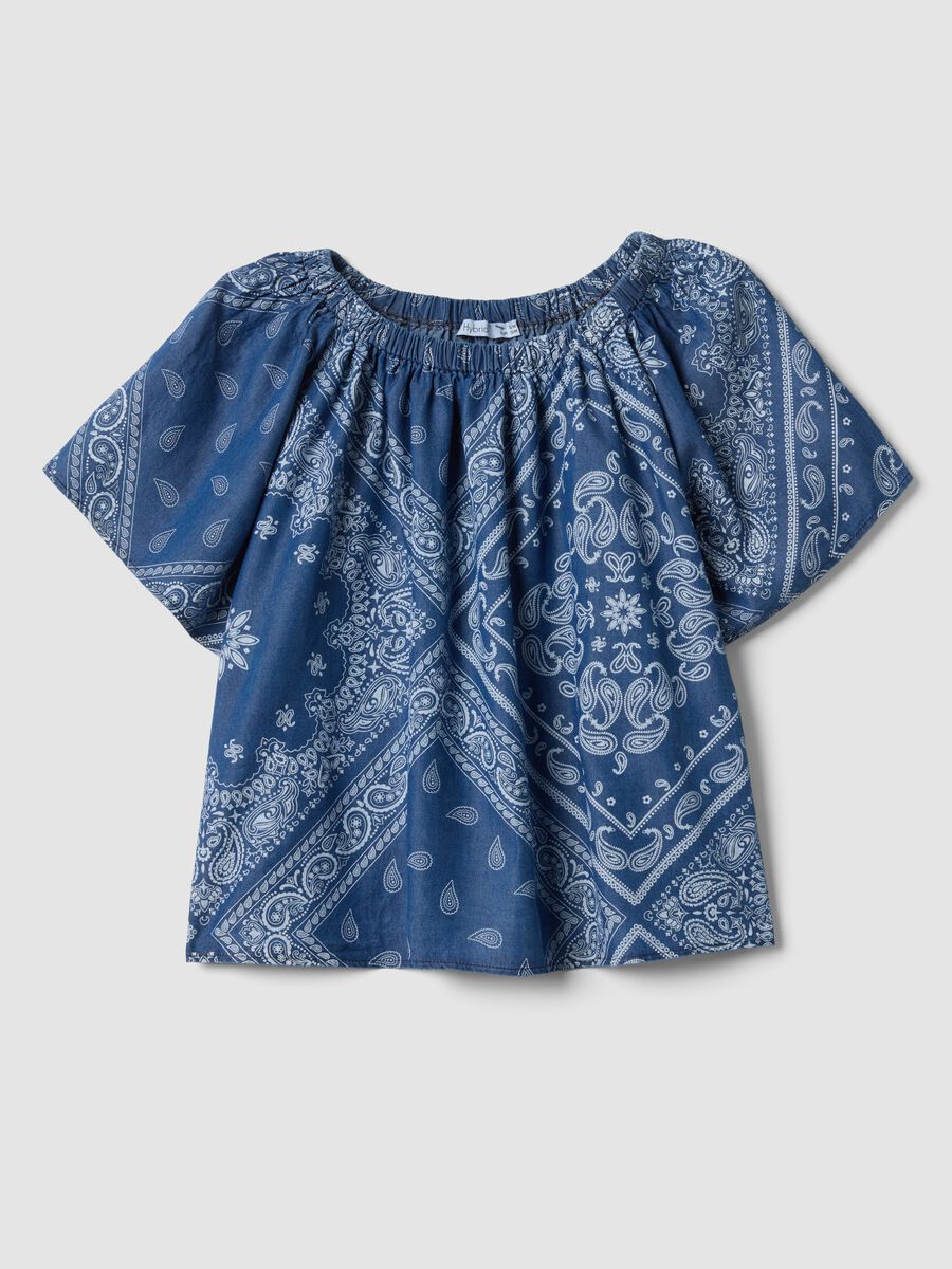 Blue pure lyocell paisley print blouse, regular fit_4