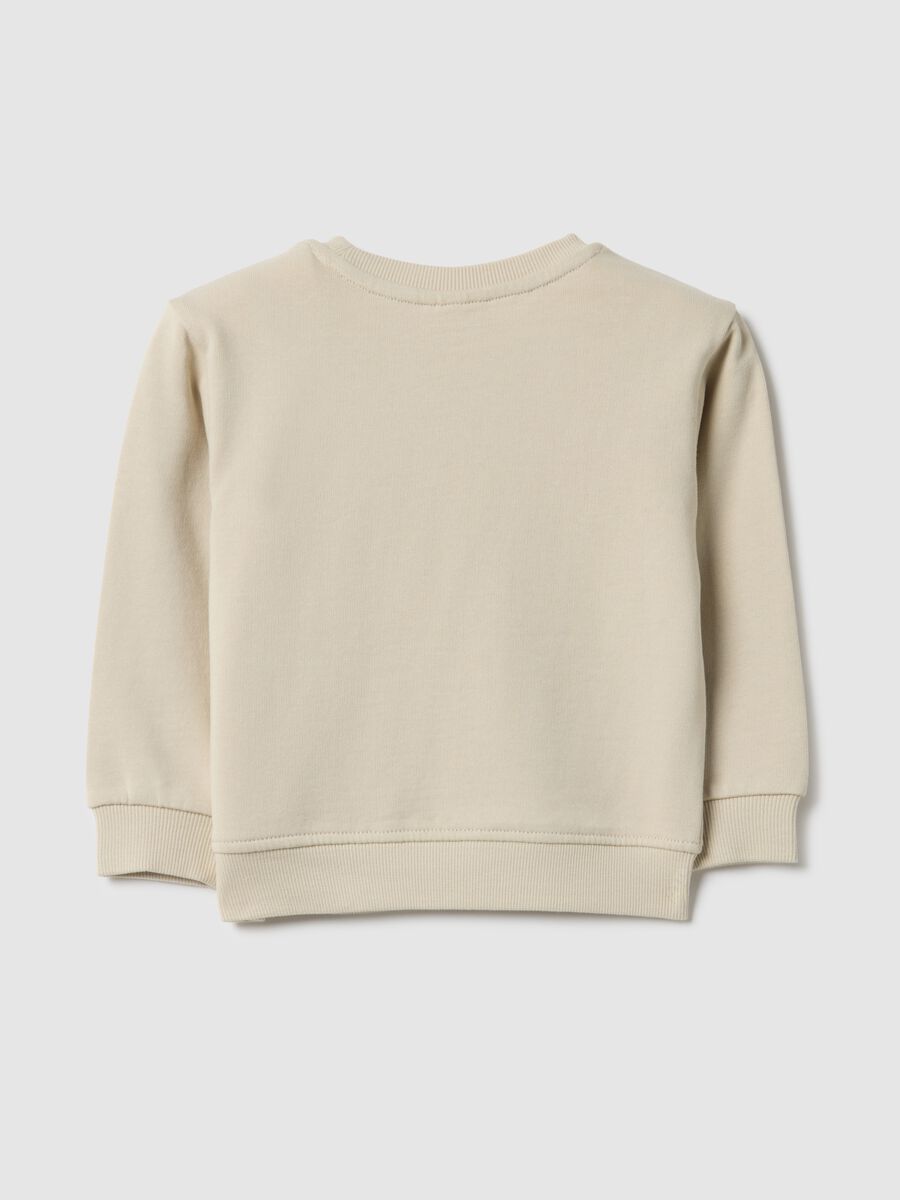 Beige pure cotton regular fit sweatshirt with print for baby_1