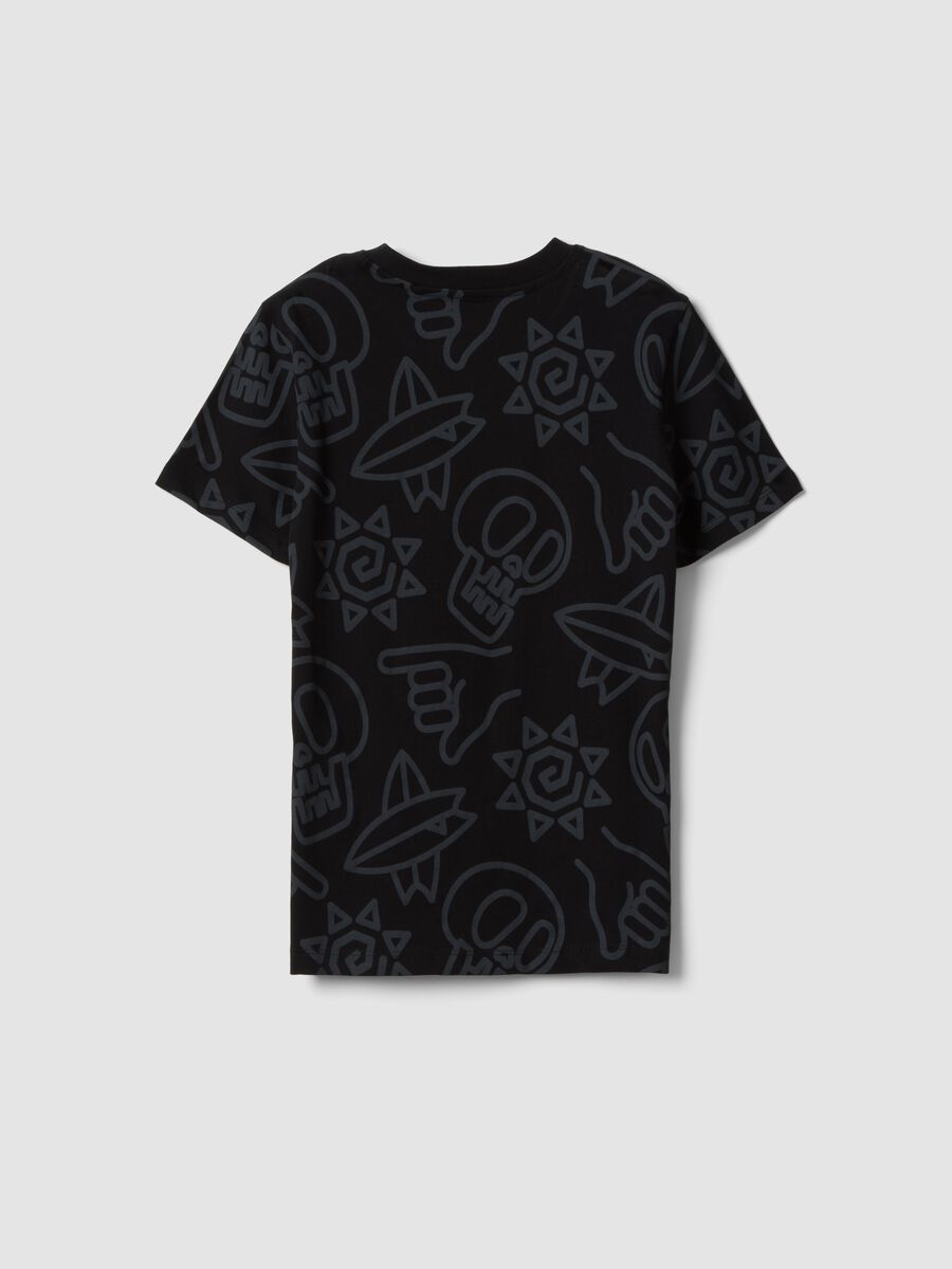 T-shirt nera a maniche corte in puro cotone_4