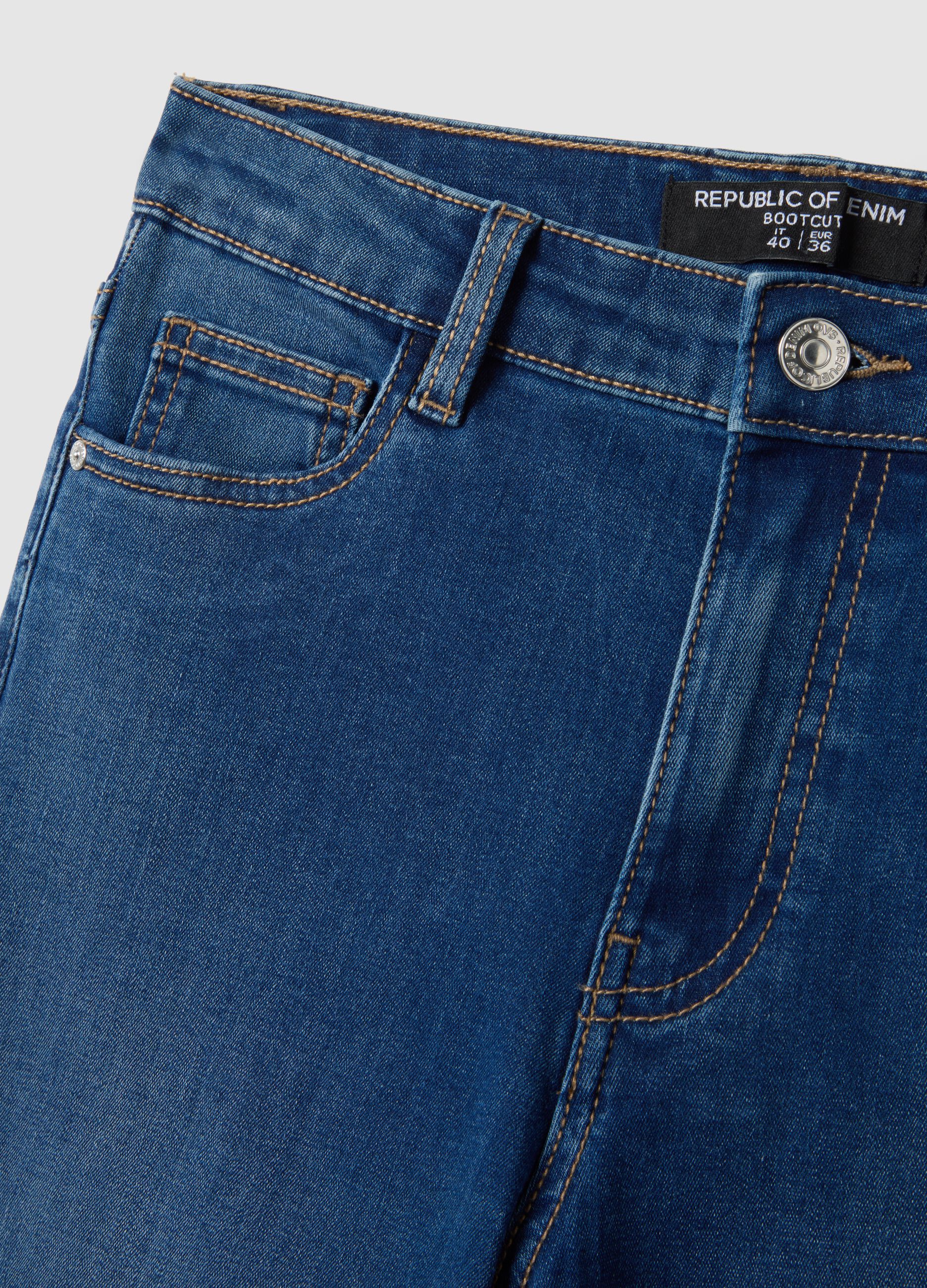 Blue denim bootcut jeans