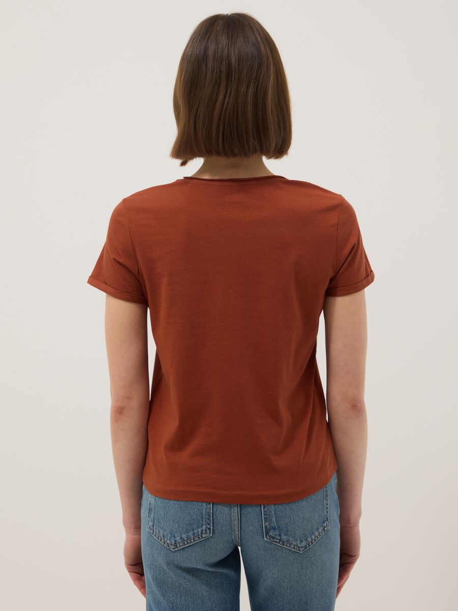 Brown short sleeve pure cotton regular fit T-shirt_1