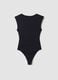 Black stretch jersey bodysuit with ruching, regular fit_2
