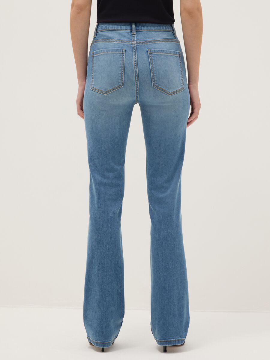 Blue Cotton Blend Flare Fit Jeans_2