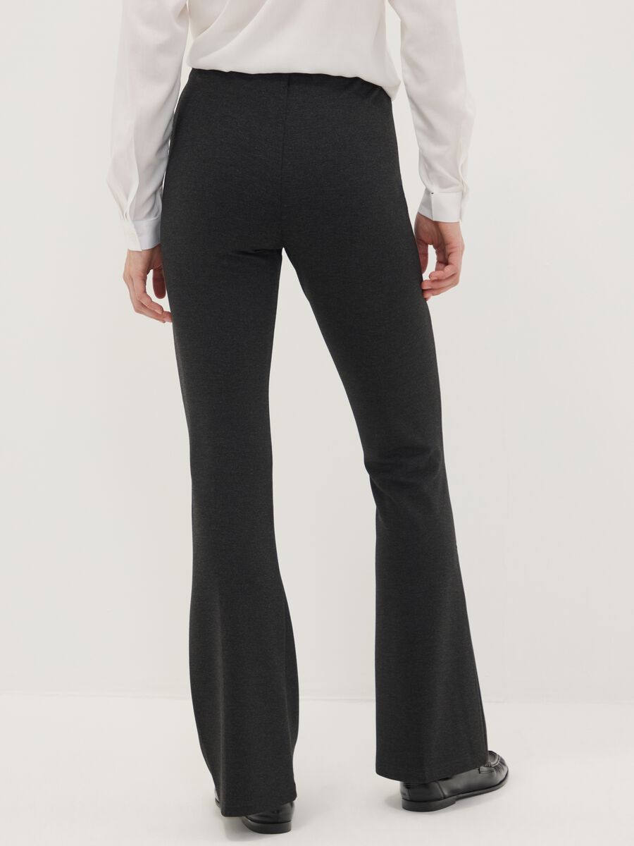 Grey flared leggings in stretch viscose Milano stitch_2