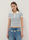 Fitted sweater in viscose blend with multicoloured stripes and polo collar_3