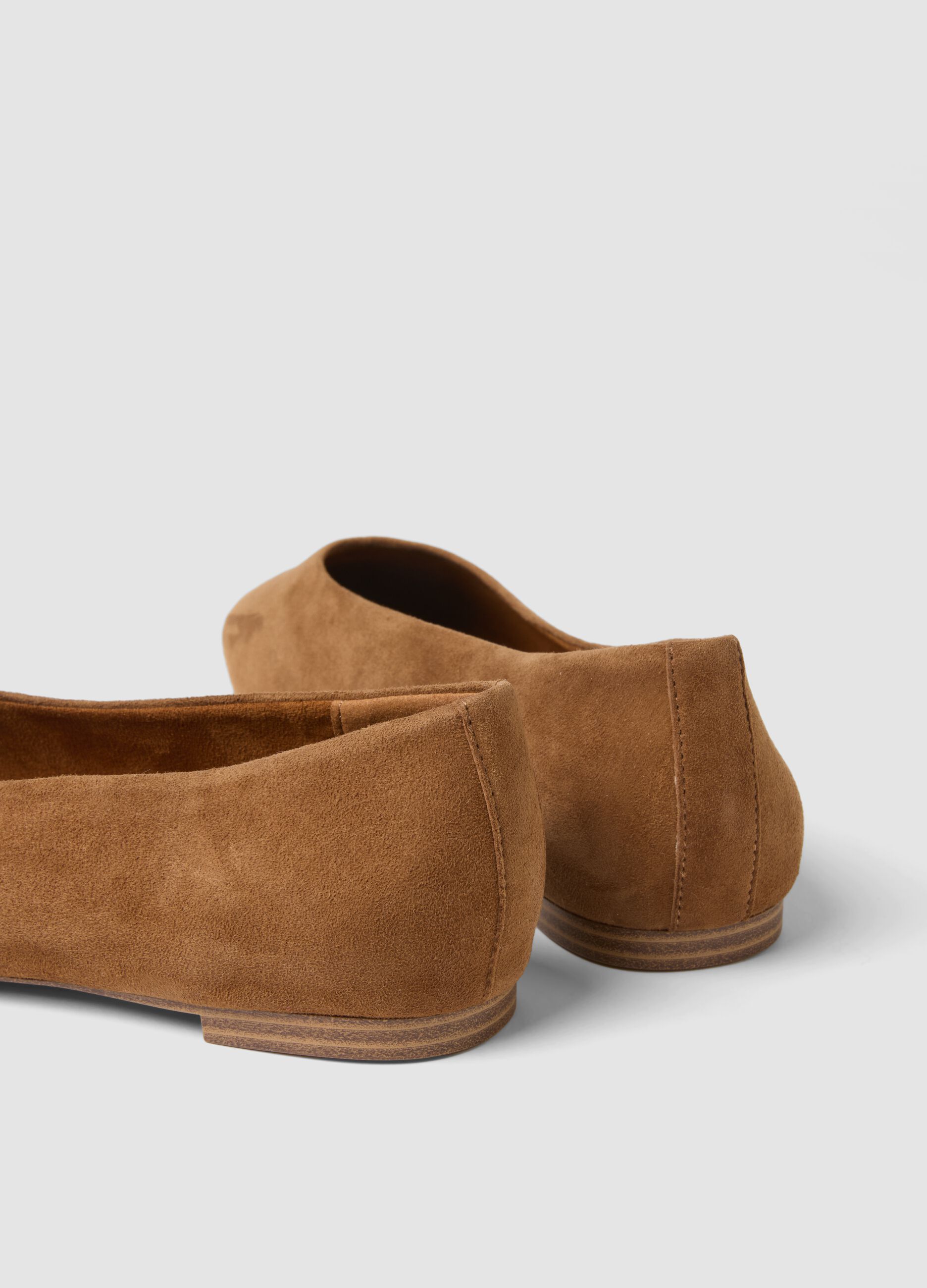 Brown genuine leather ballet flats without lining