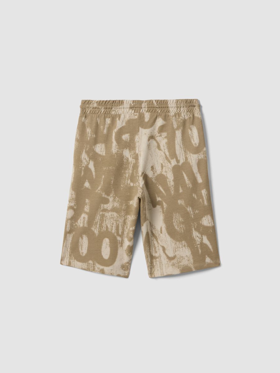 Shorts in puro cotone con stampa beige da ragazzo regular fit_4