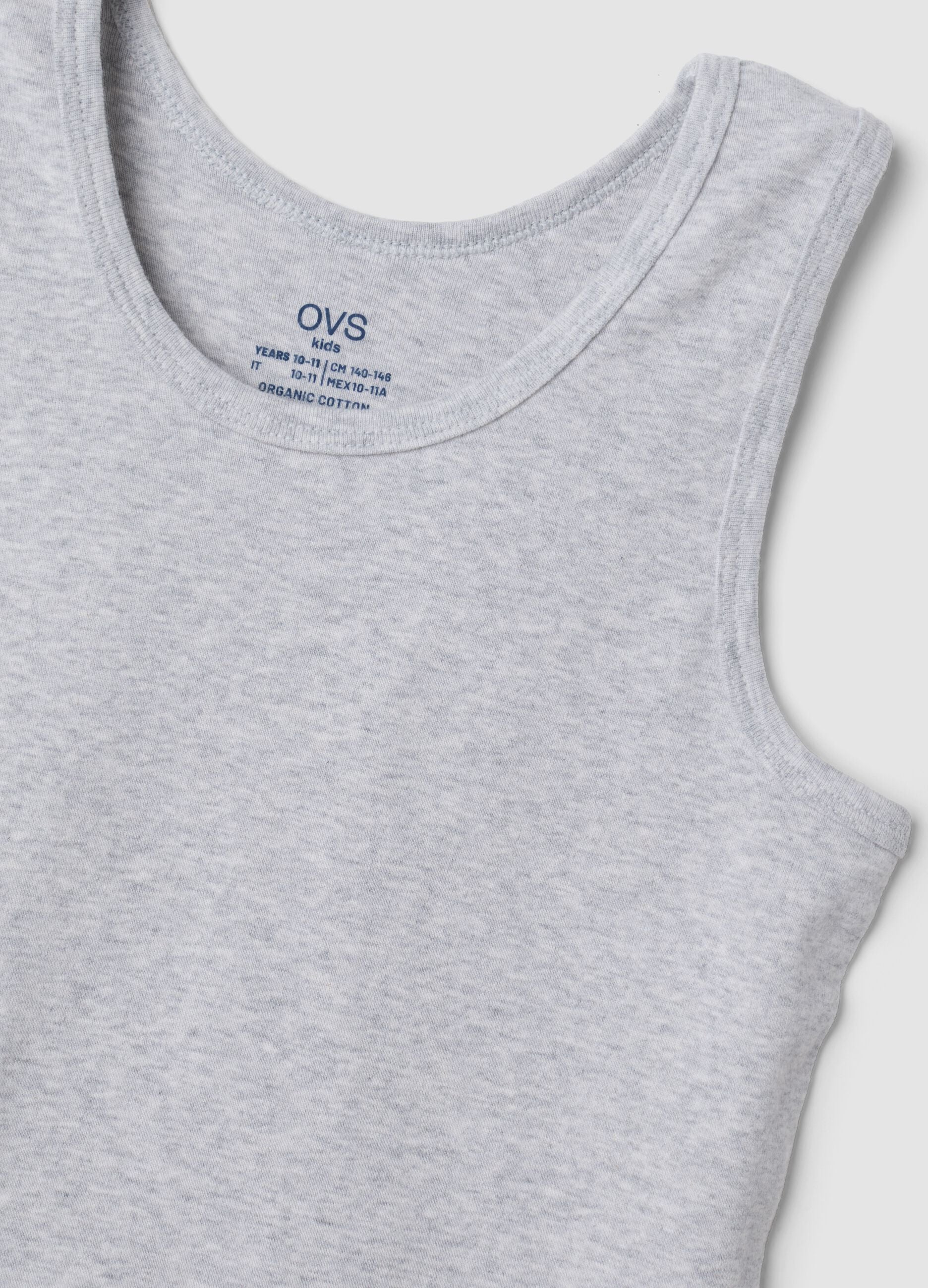 2-pack white and grey pure organic cotton crew-neck vests