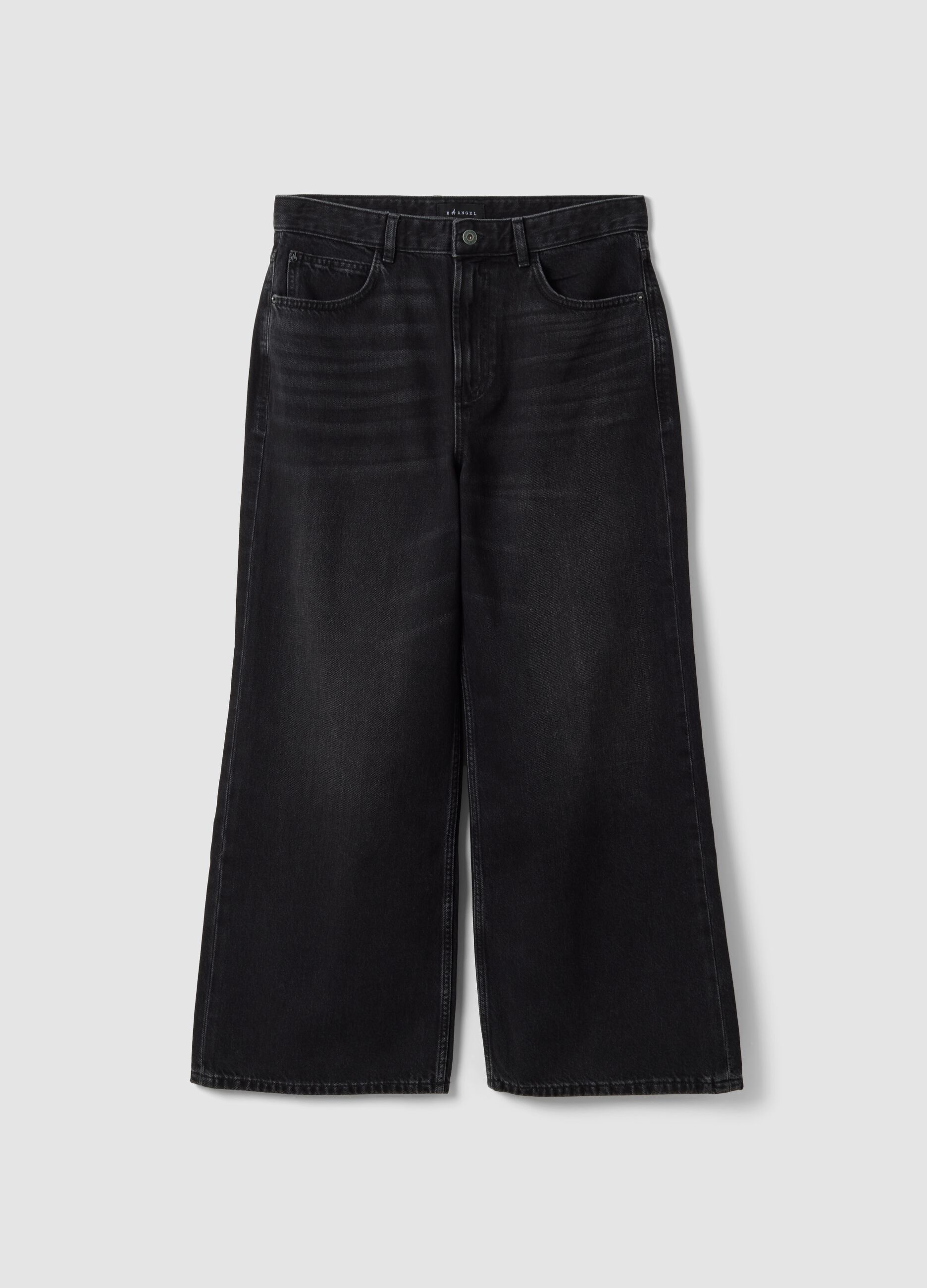 Black wide-leg denim jeans in pure cotton