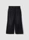 Black wide-leg denim jeans in pure cotton_0