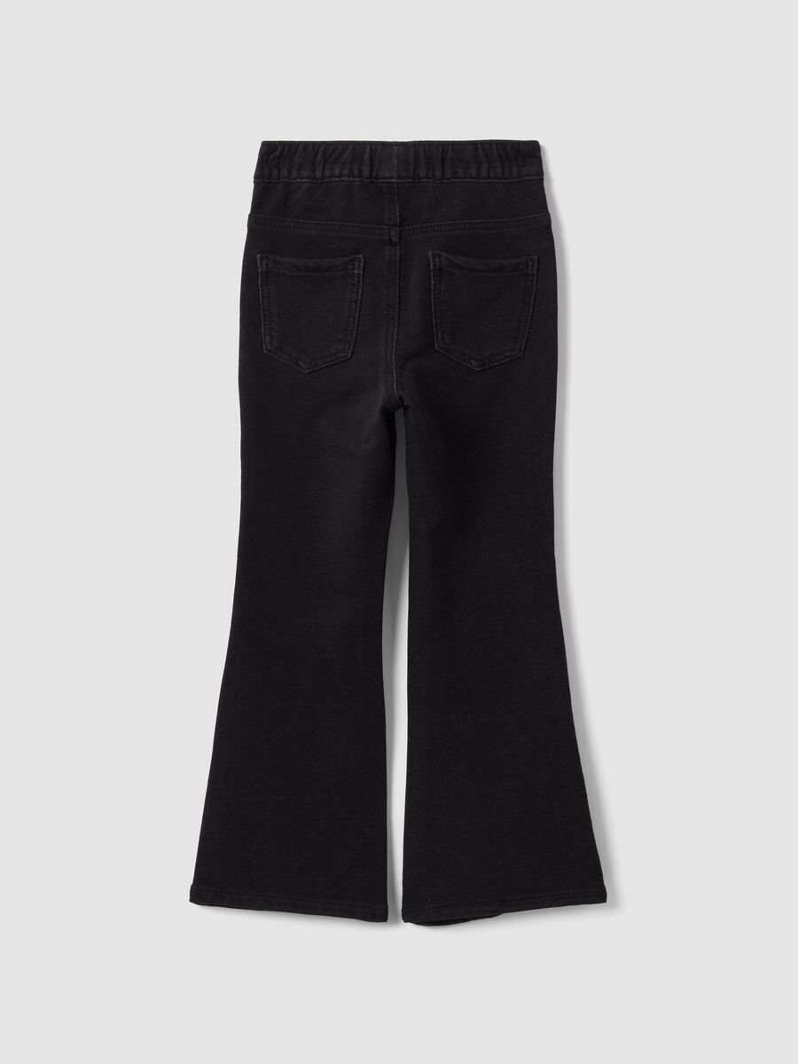 Girls&rsquo; black flared stretch-cotton jeggings_1