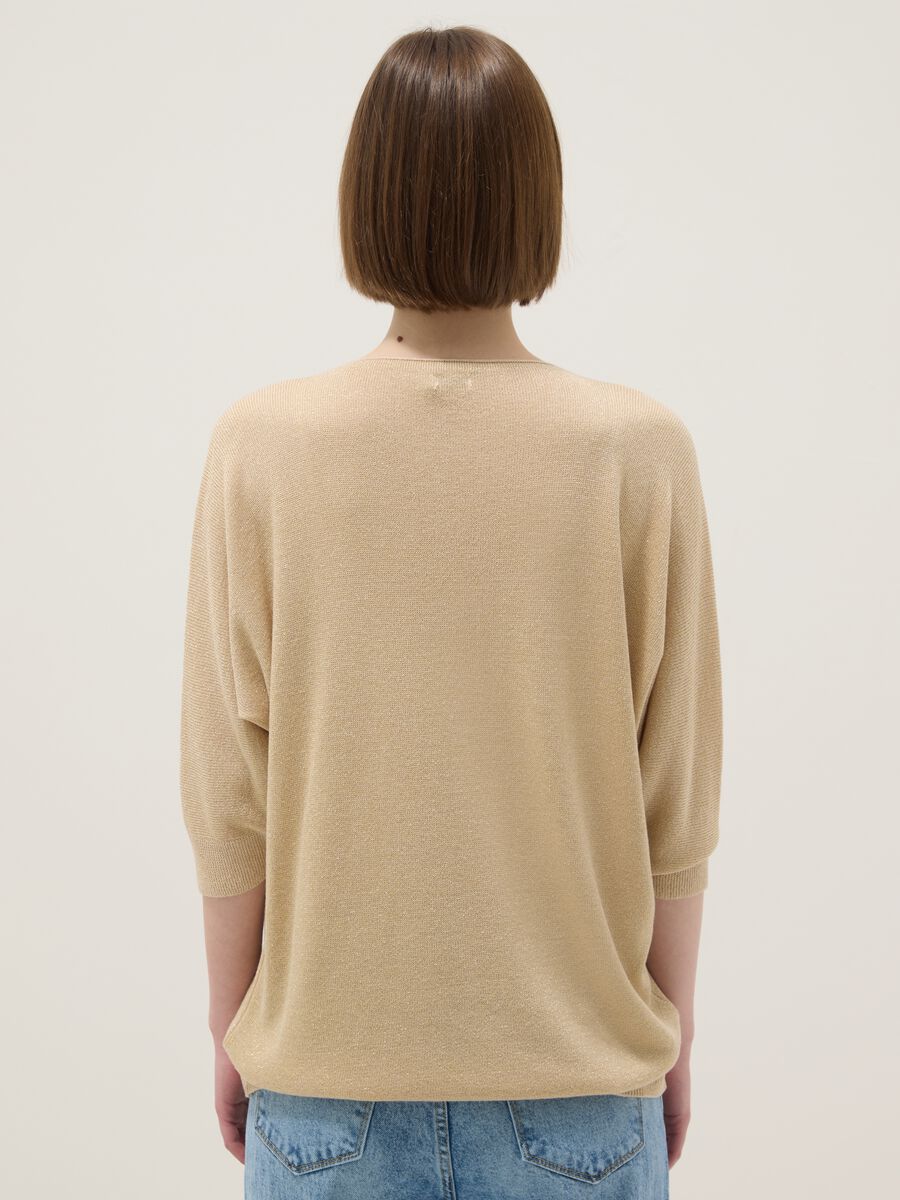 Maglia in misto modal beige regular fit con design scintillante_3