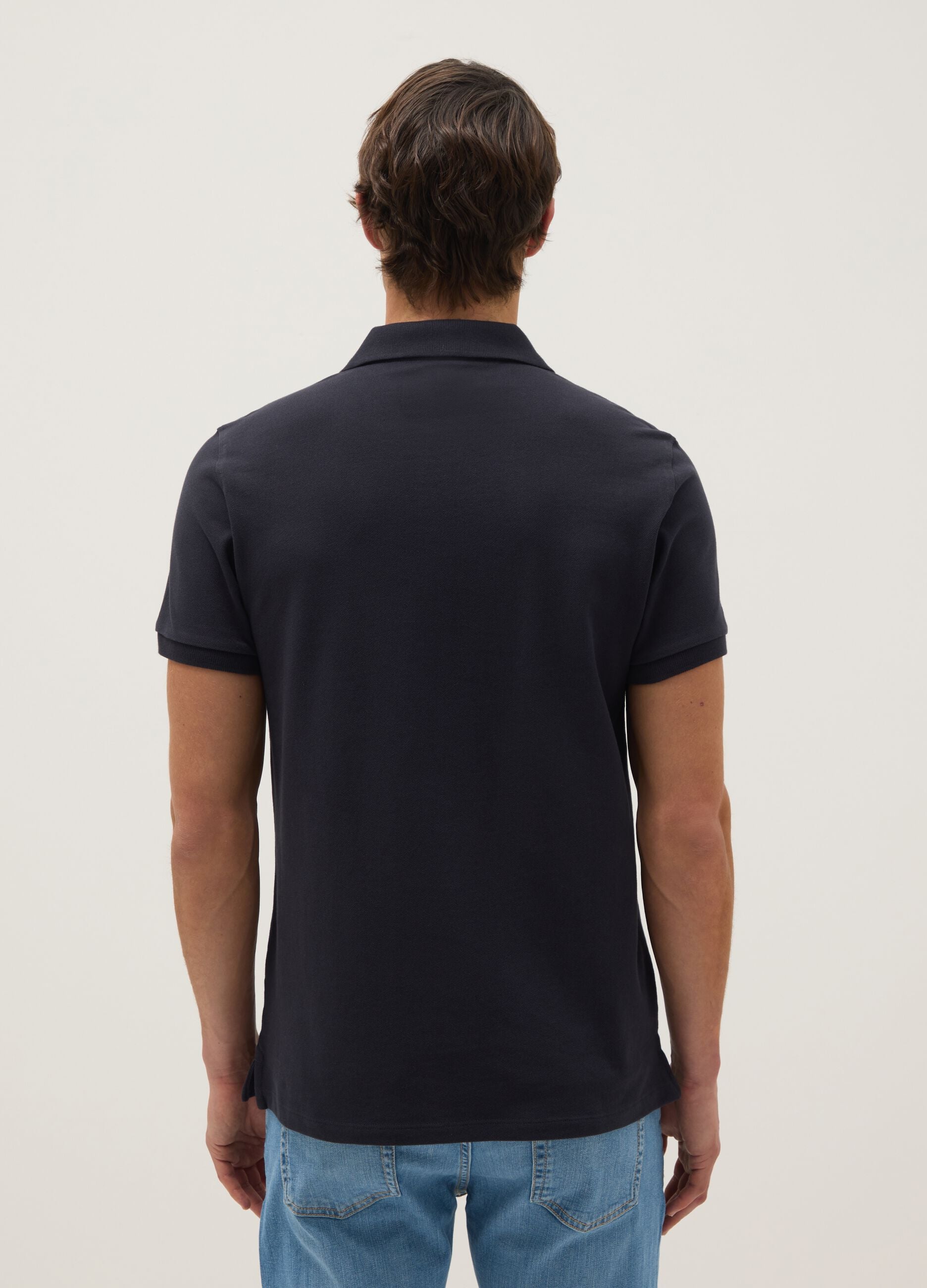 Blue regular fit pure cotton polo