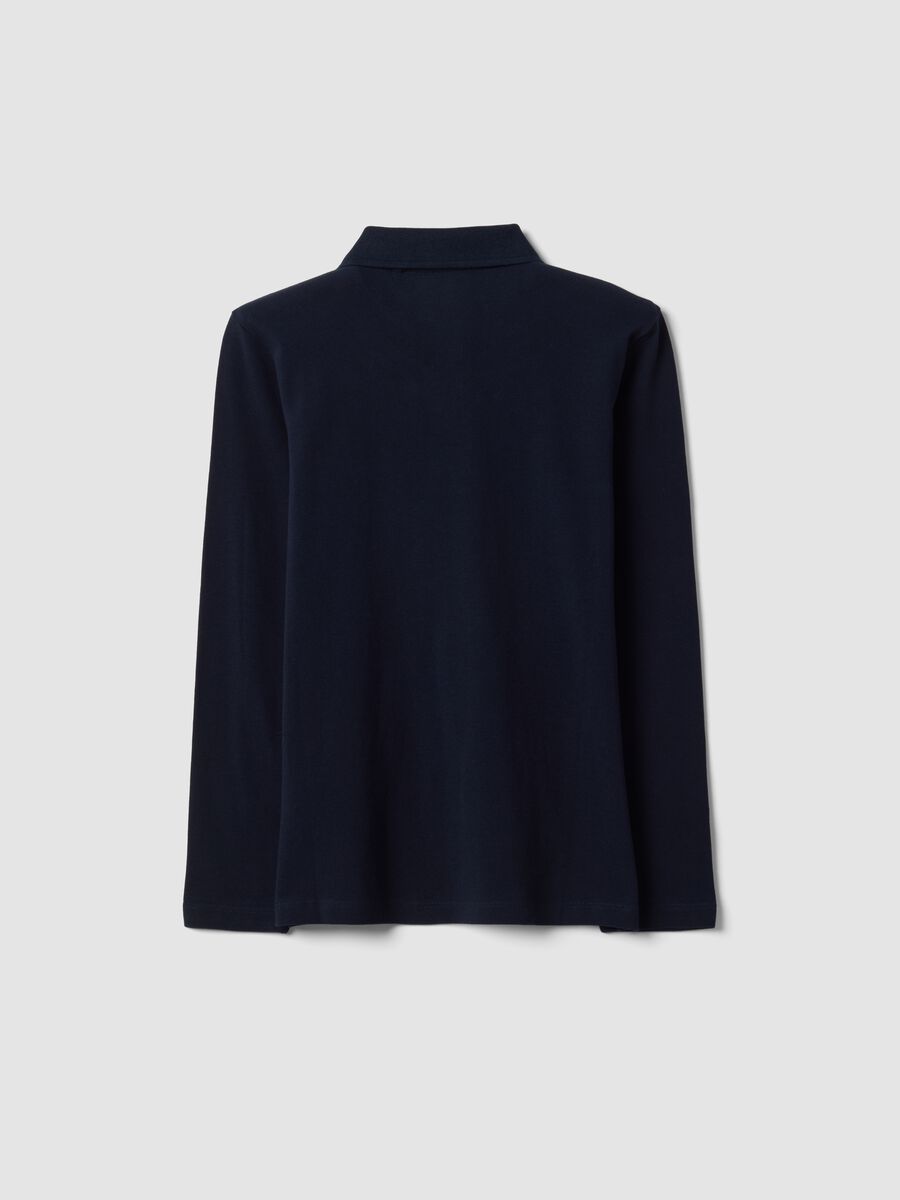 Polo blu in piquet di puro cotone organico regular fit per ragazzo_1