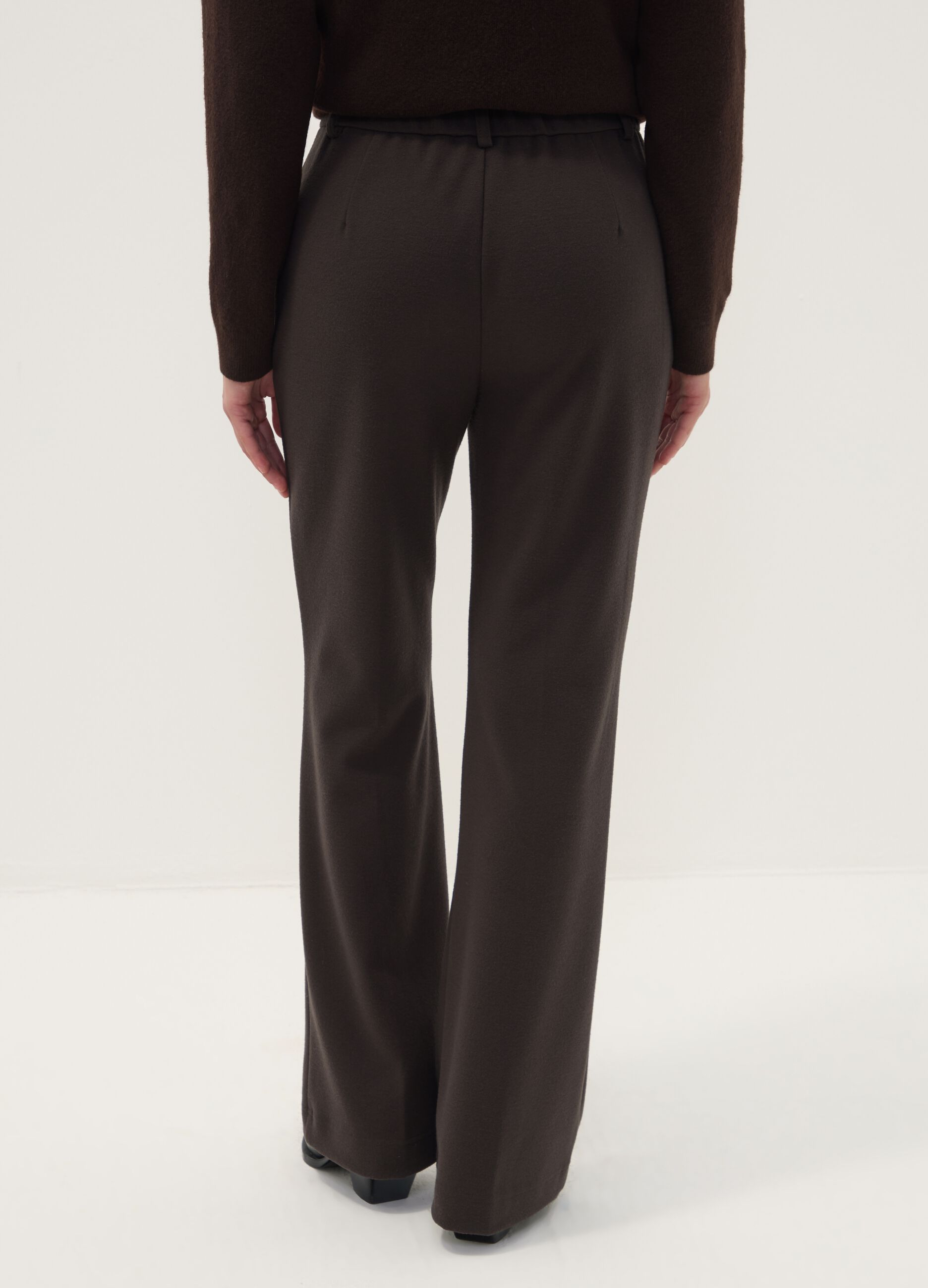 Brown stretch-viscose straight-fit trousers
