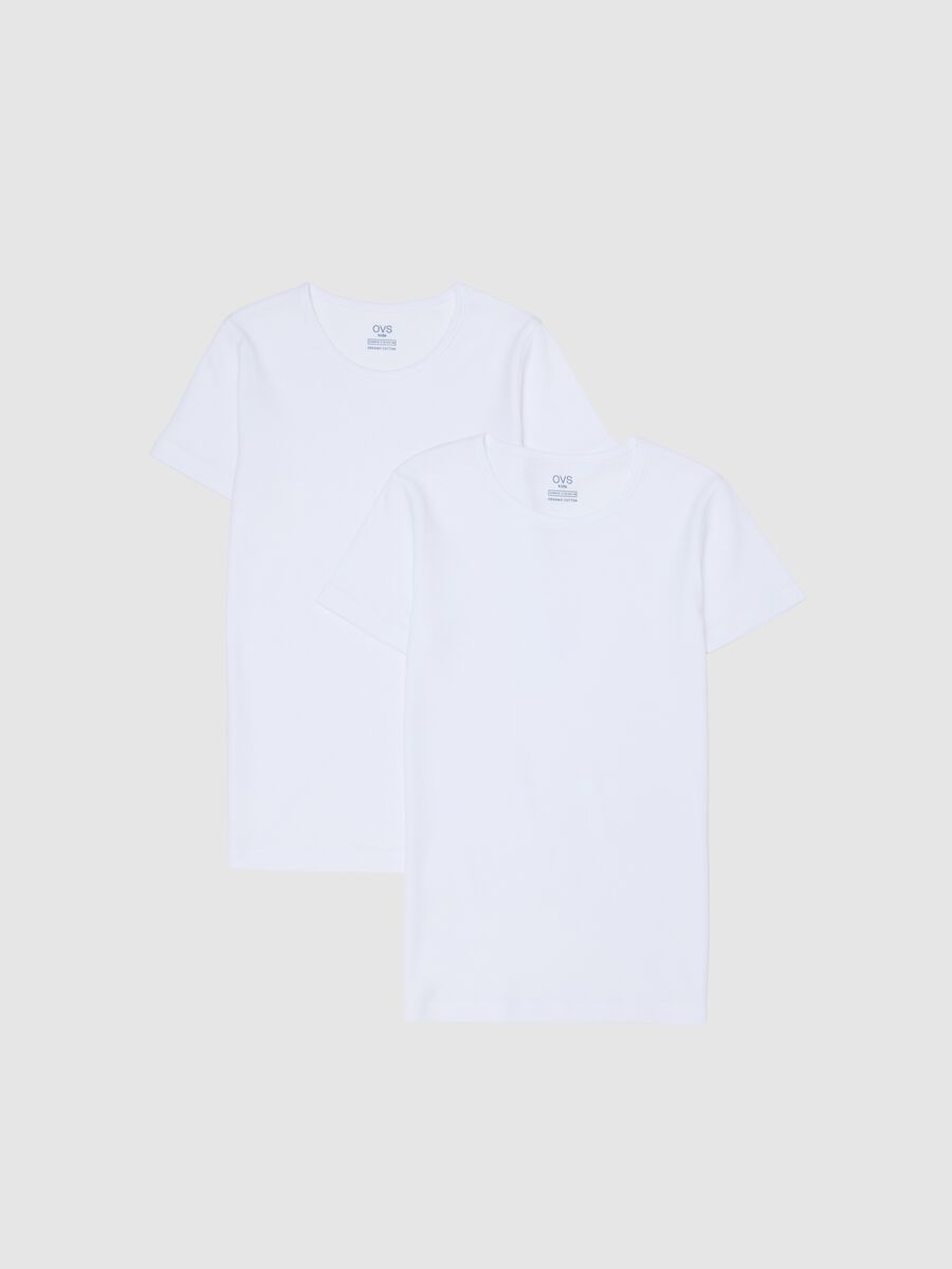 Twin pack of girls' white t-shirts in pure cotton regular fit_0