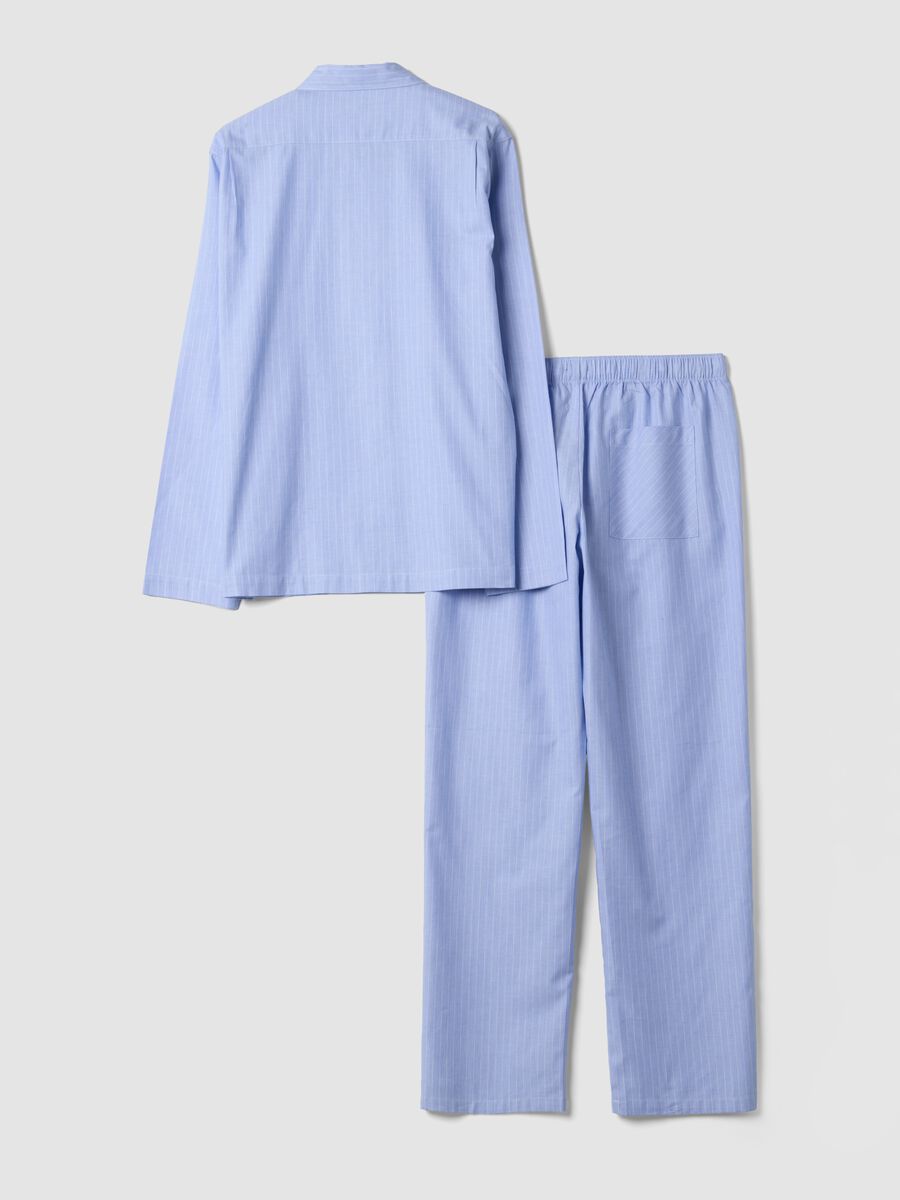 Blue striped pyjamas in pure organic cotton with collar_6