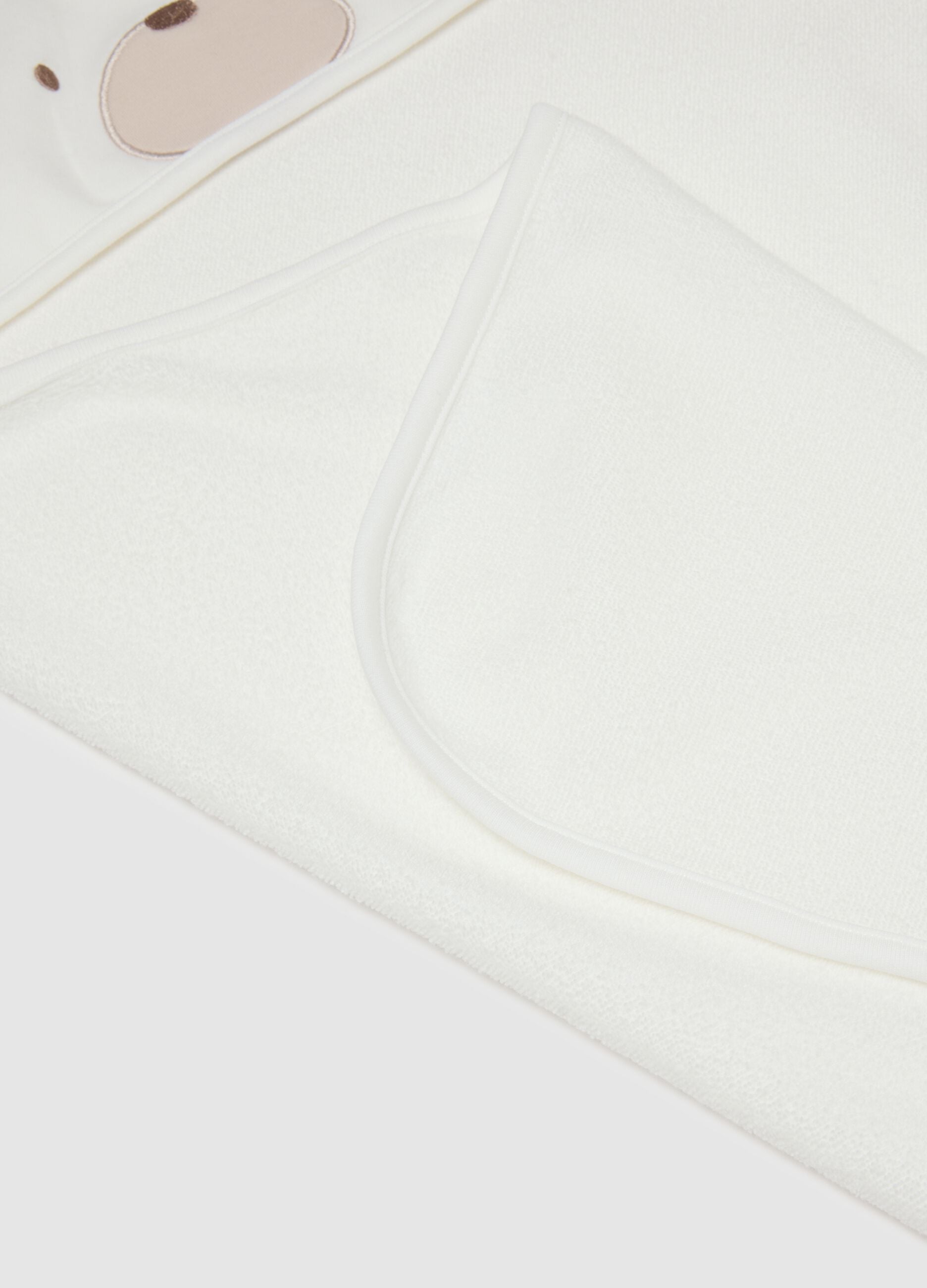 Newborn white cotton blend robe with hood