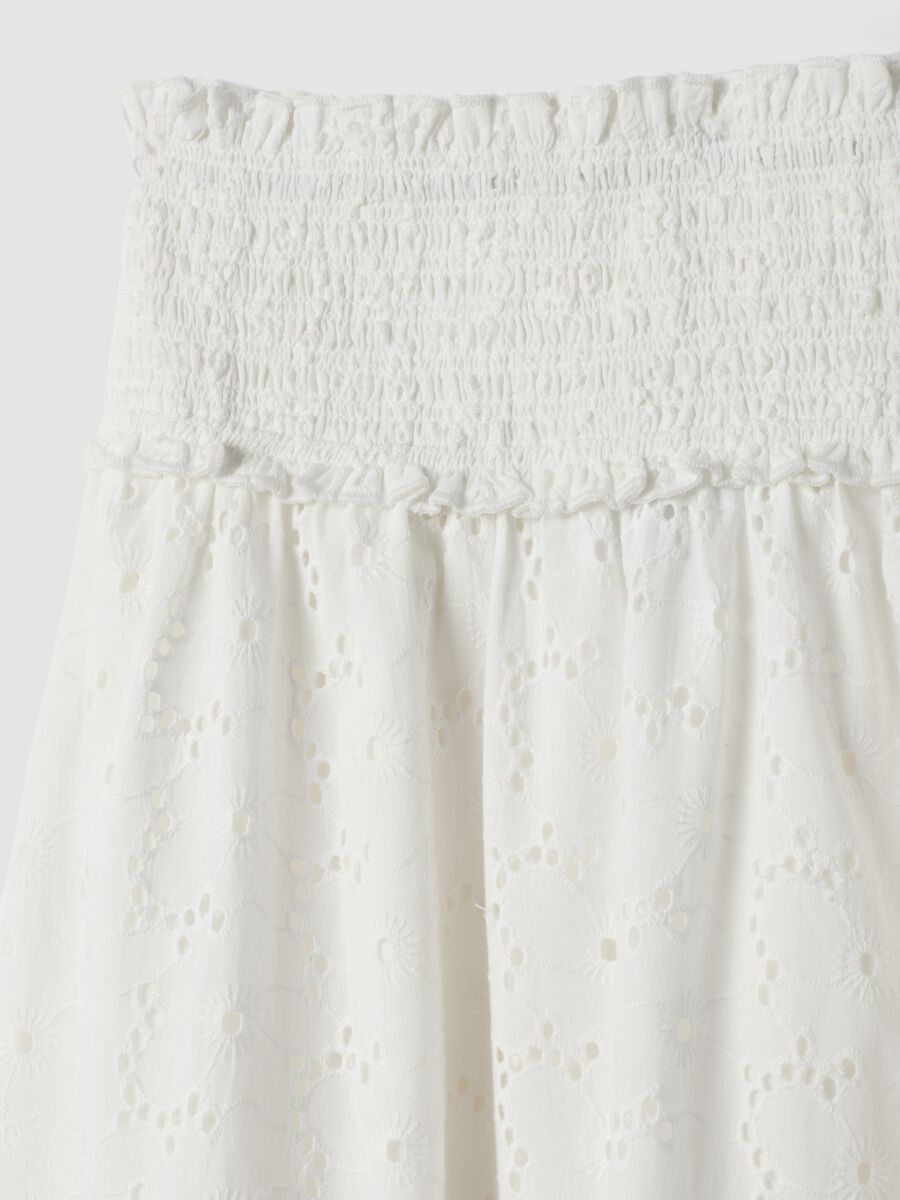 Long white broderie anglaise skirt in pure cotton_5