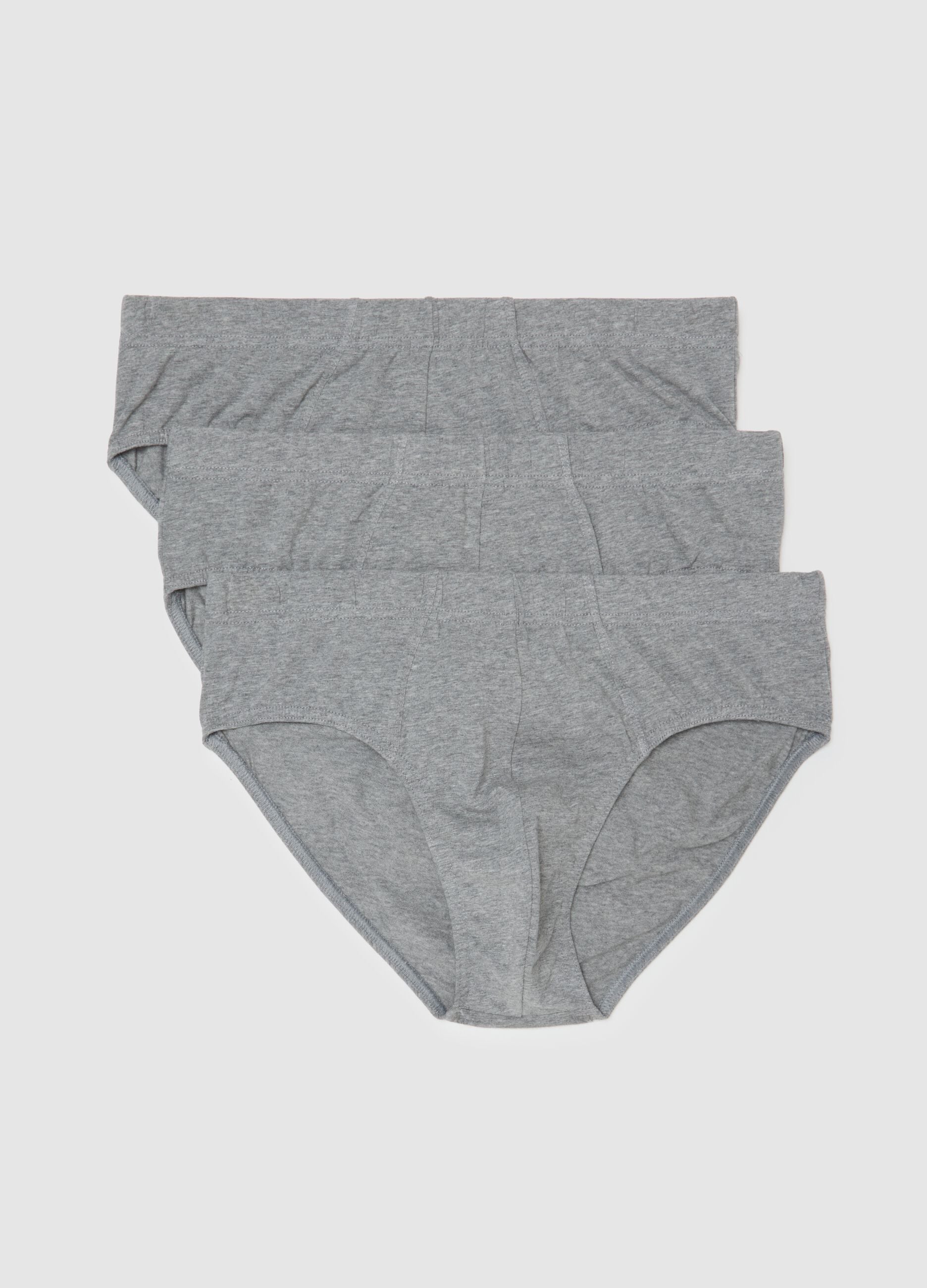 Set of grey cotton regular fit briefs tripack