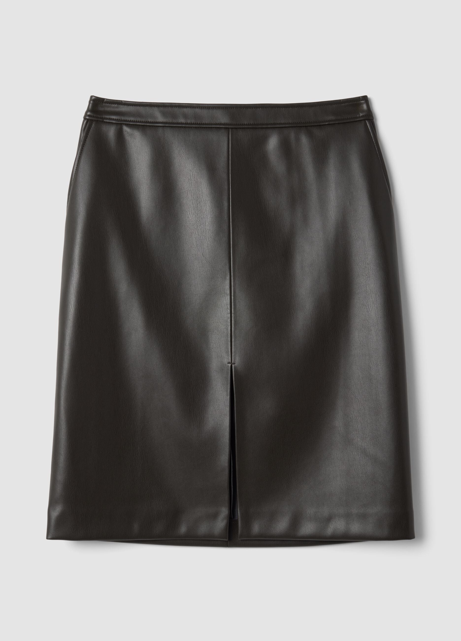 Black midi skirt with front slit