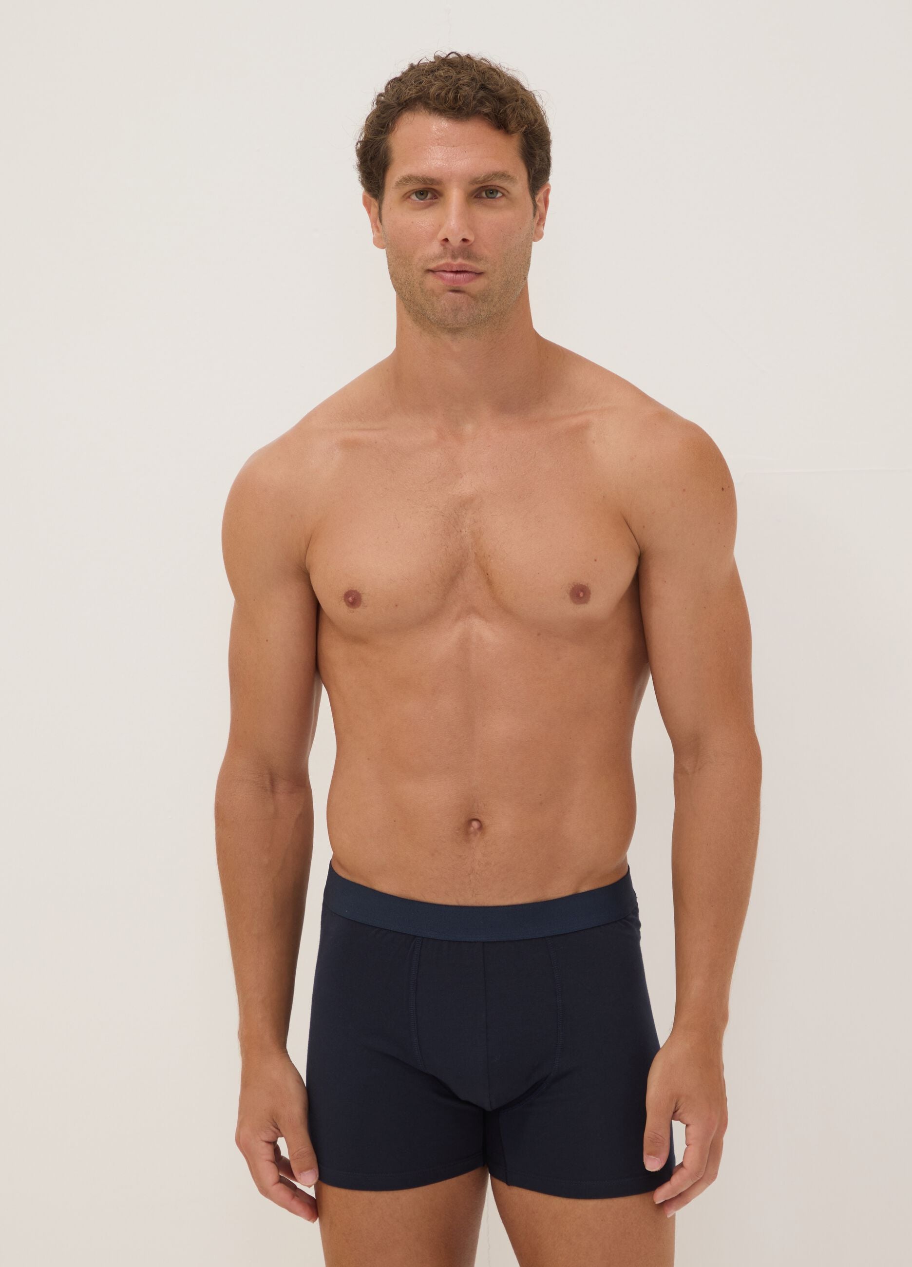 Pack of 3 blue midi boxer briefs in organic cotton
