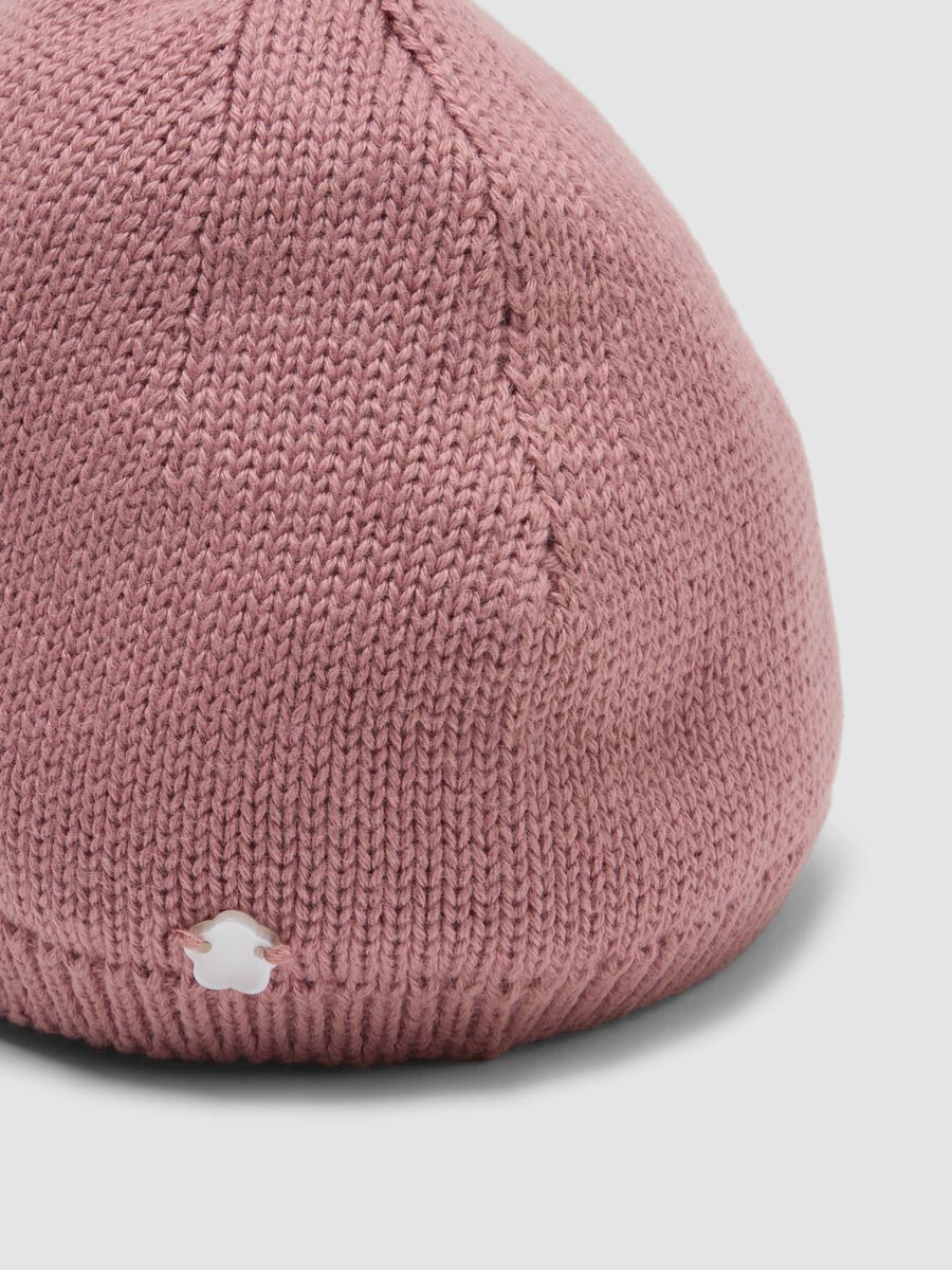 Pink pure organic cotton knitted hat for baby girl_2