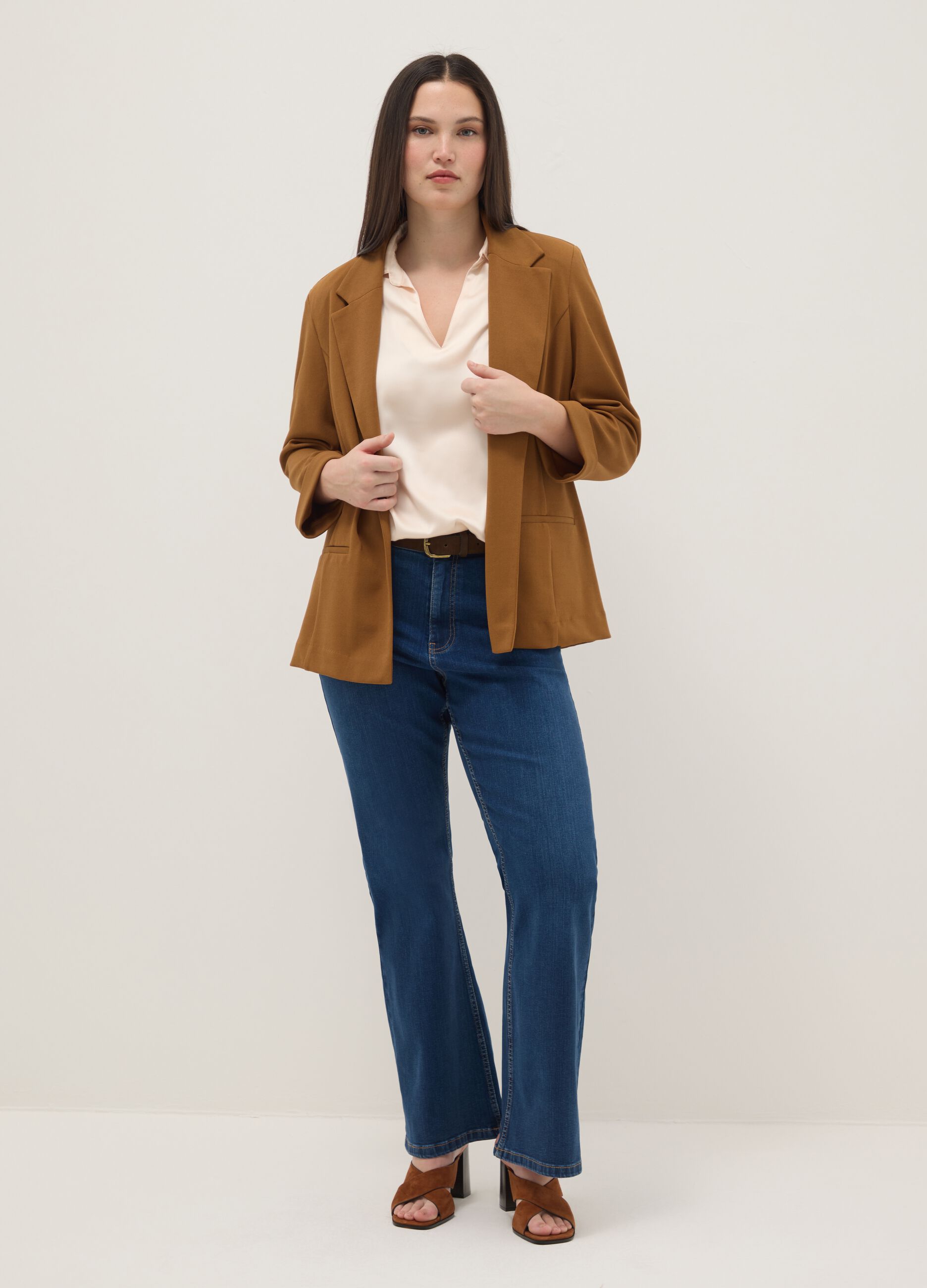 Blue stretch cotton flare jeans