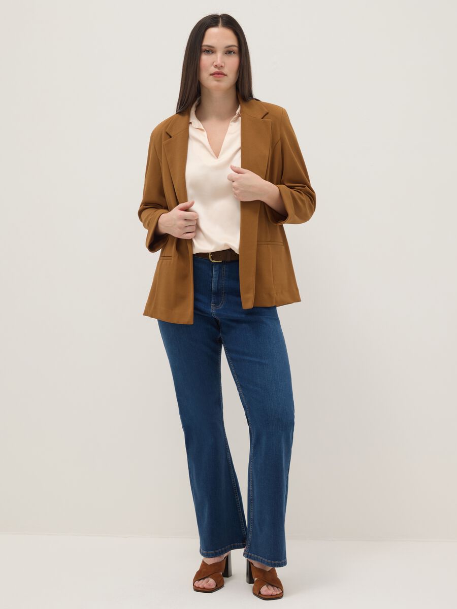 Jeans flare in cotone elasticizzato blu_0