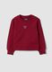 Red pure cotton crew-neck sweatshirt with bow for girls_0
