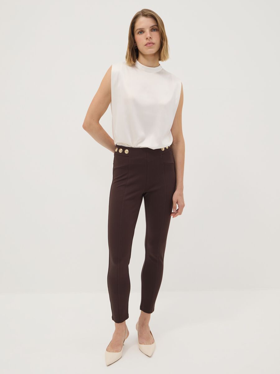 Brown Milano stitch skinny-fit leggings in stretch viscose_0