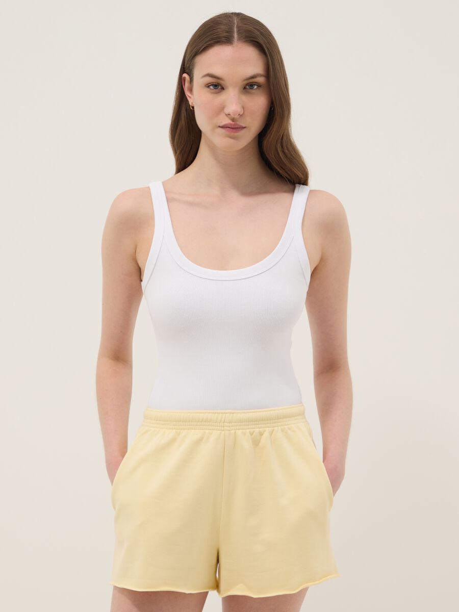 White ribbed stretch-cotton bodysuit with wide neckline_1
