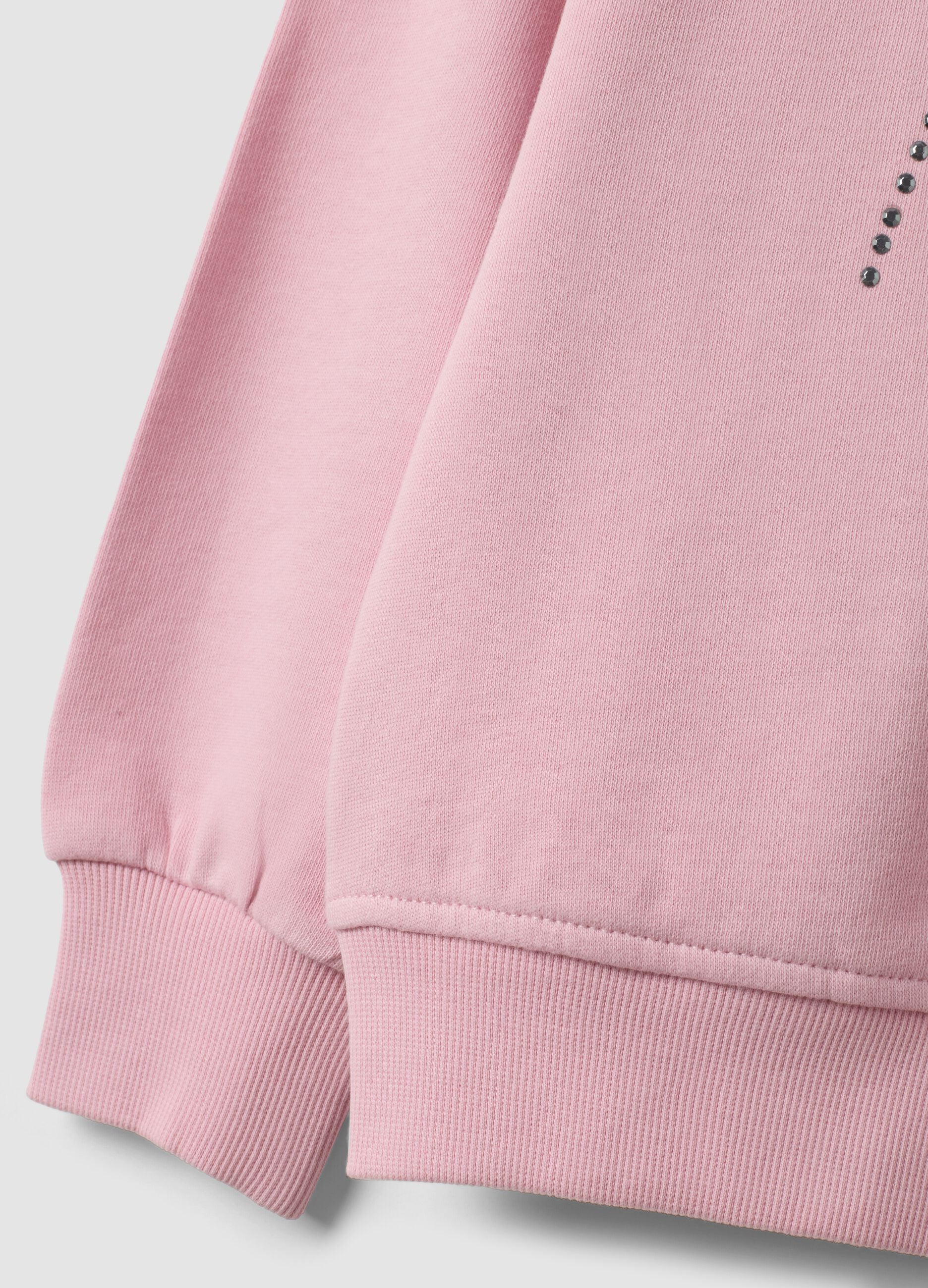 Pink pure cotton sweatshirt with heart print, regular fit, for girls