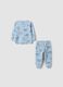 Light blue organic cotton printed pyjamas for baby and toddler_1