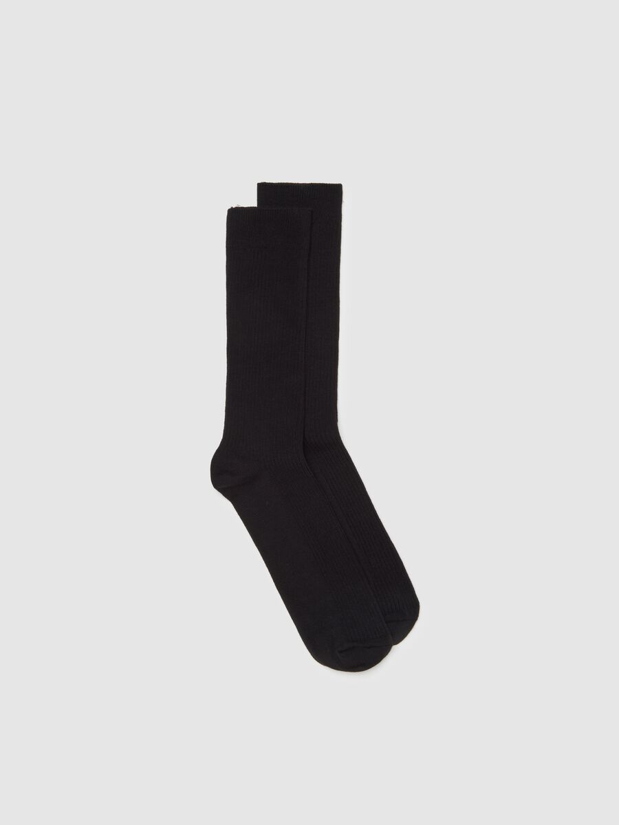 Black midi cotton blend socks_0