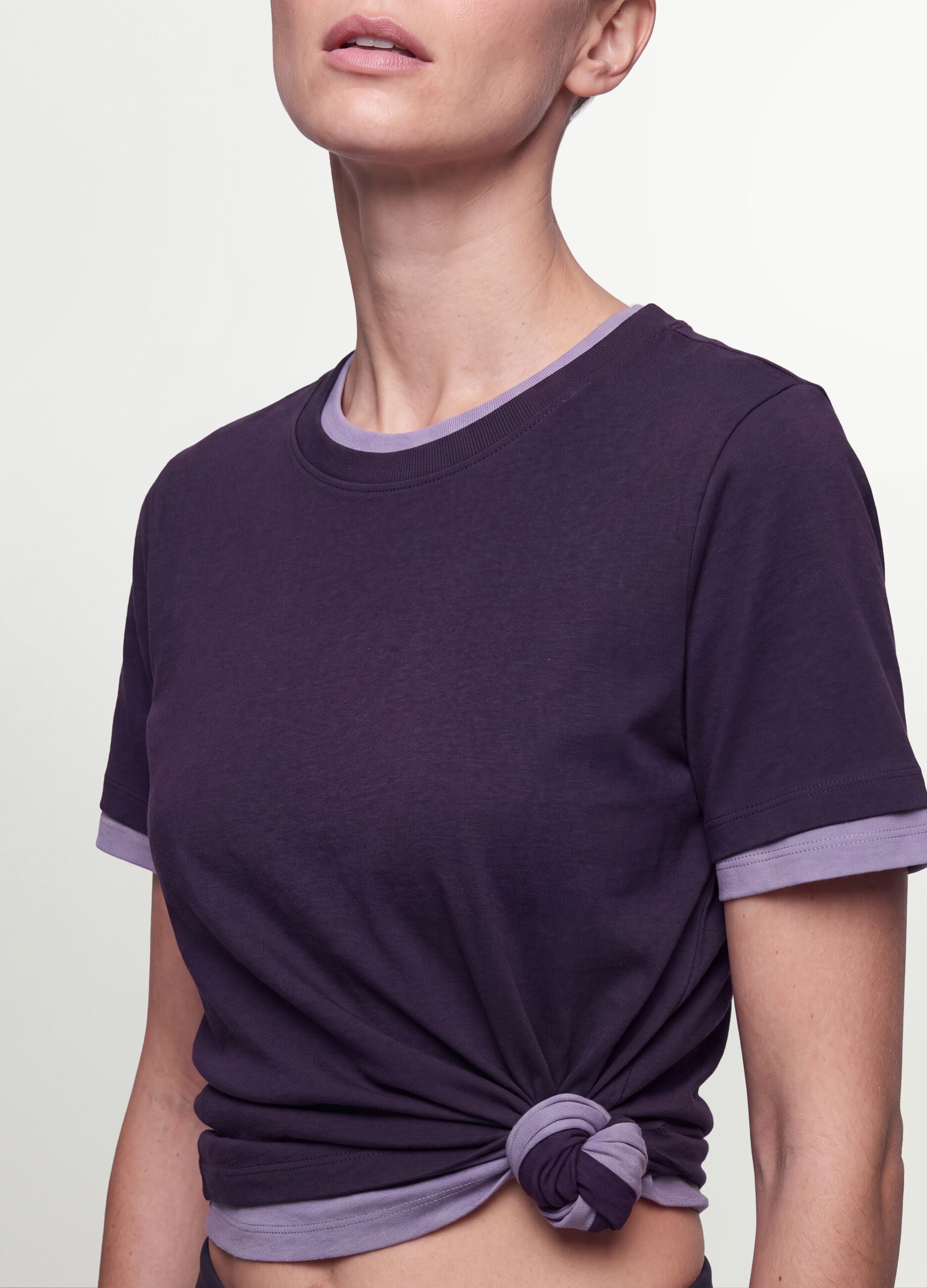 Purple organic cotton crew-neck T-shirt, regular fit