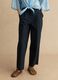 Blue cotton blend straight fit trousers_1